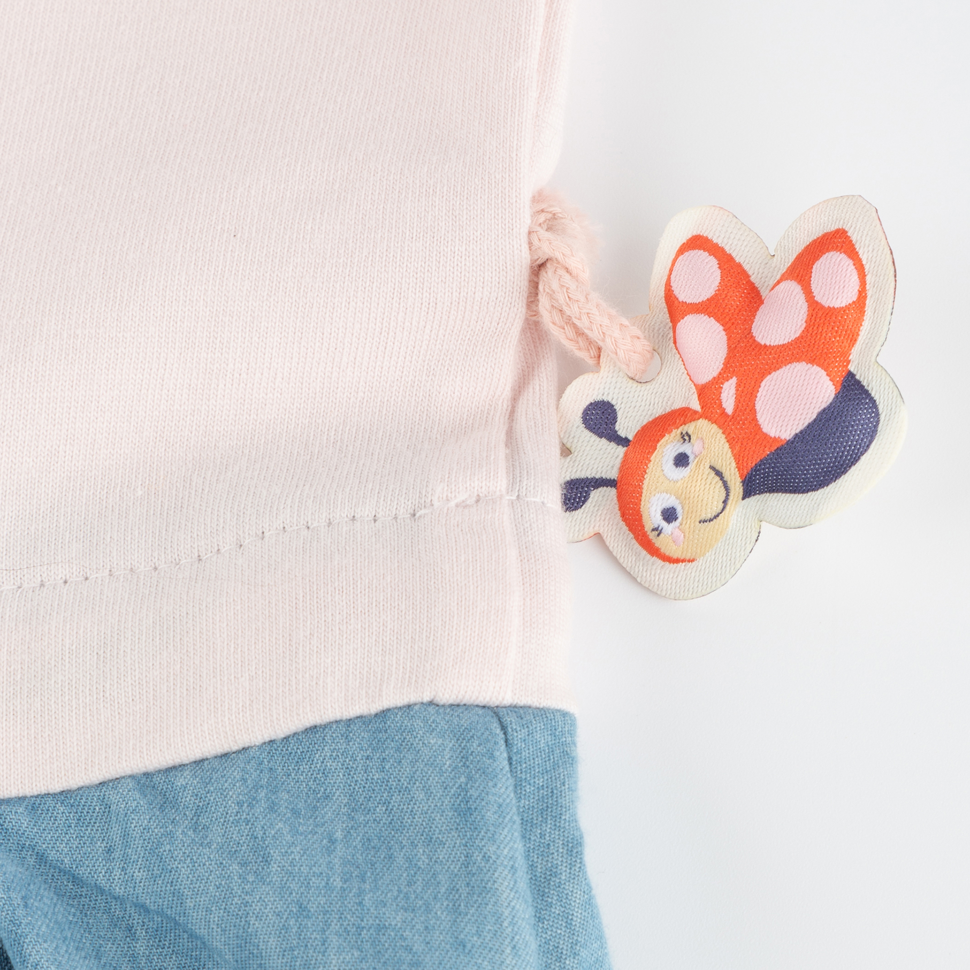 Kinder Sommerkleid mit jeansblauem Rock, Marienkäfer Serie Kinder Sommerkleid mit jeansblauem Rock, Marienkäfer Serie