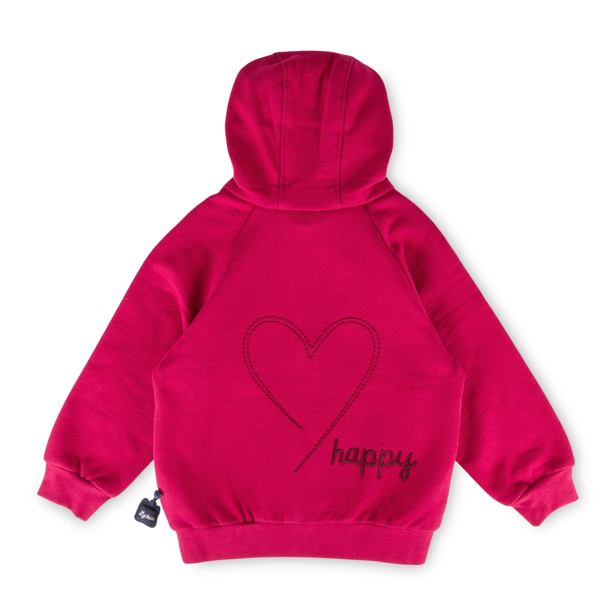 Children's hooded sweat jacket, heart embroidery on the back