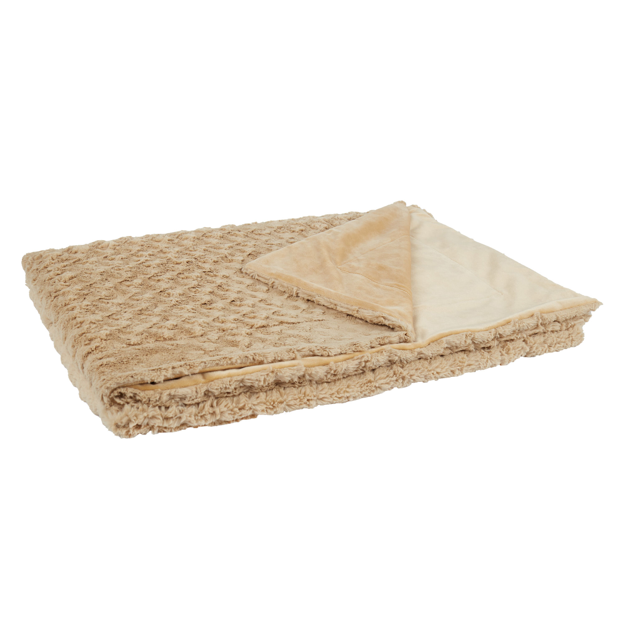 Plush throw blanket beige, lined Plush throw blanket beige, lined