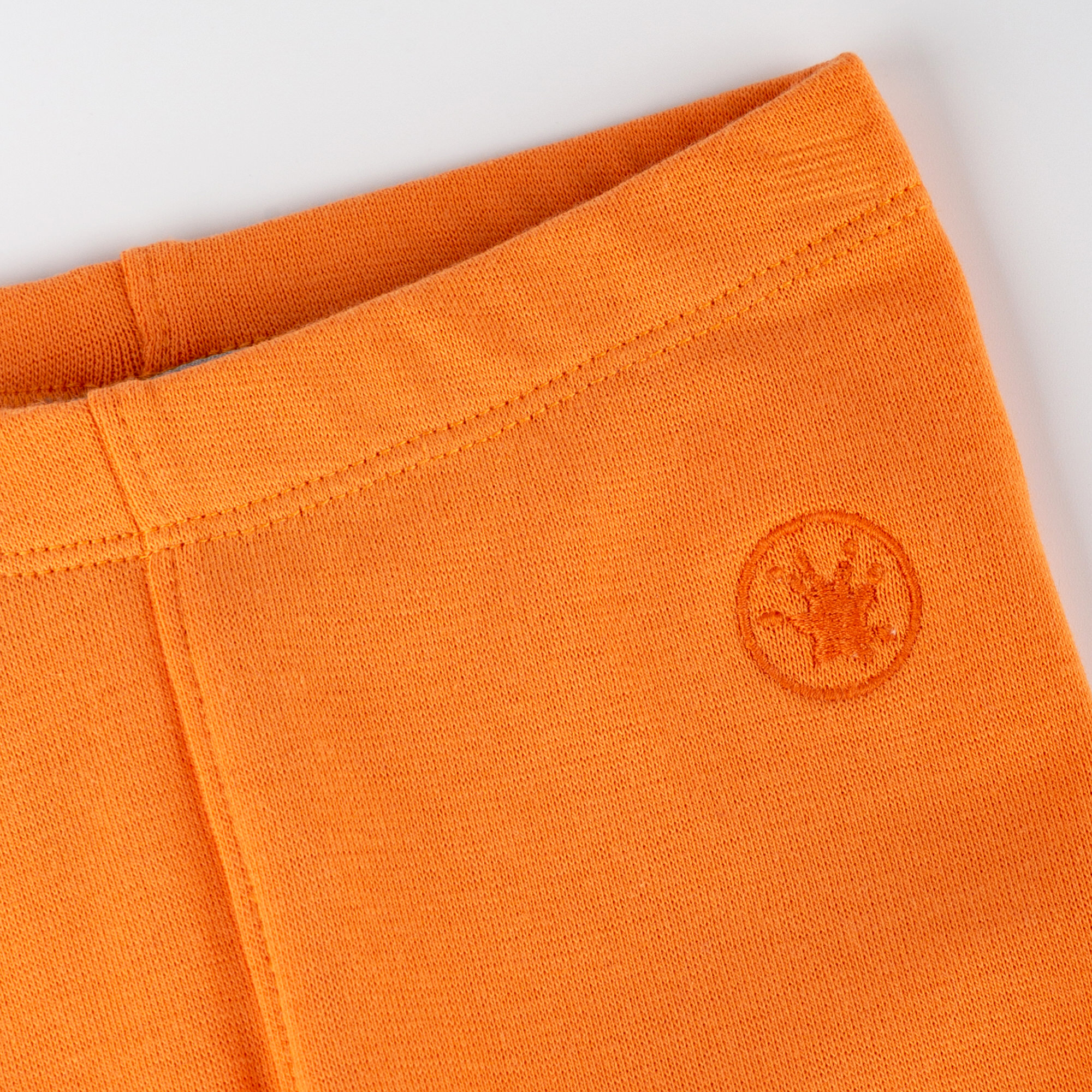 Baby capri leggings orange with gatherings, stretchy rib knit Baby capri leggings orange with gatherings, stretchy rib knit