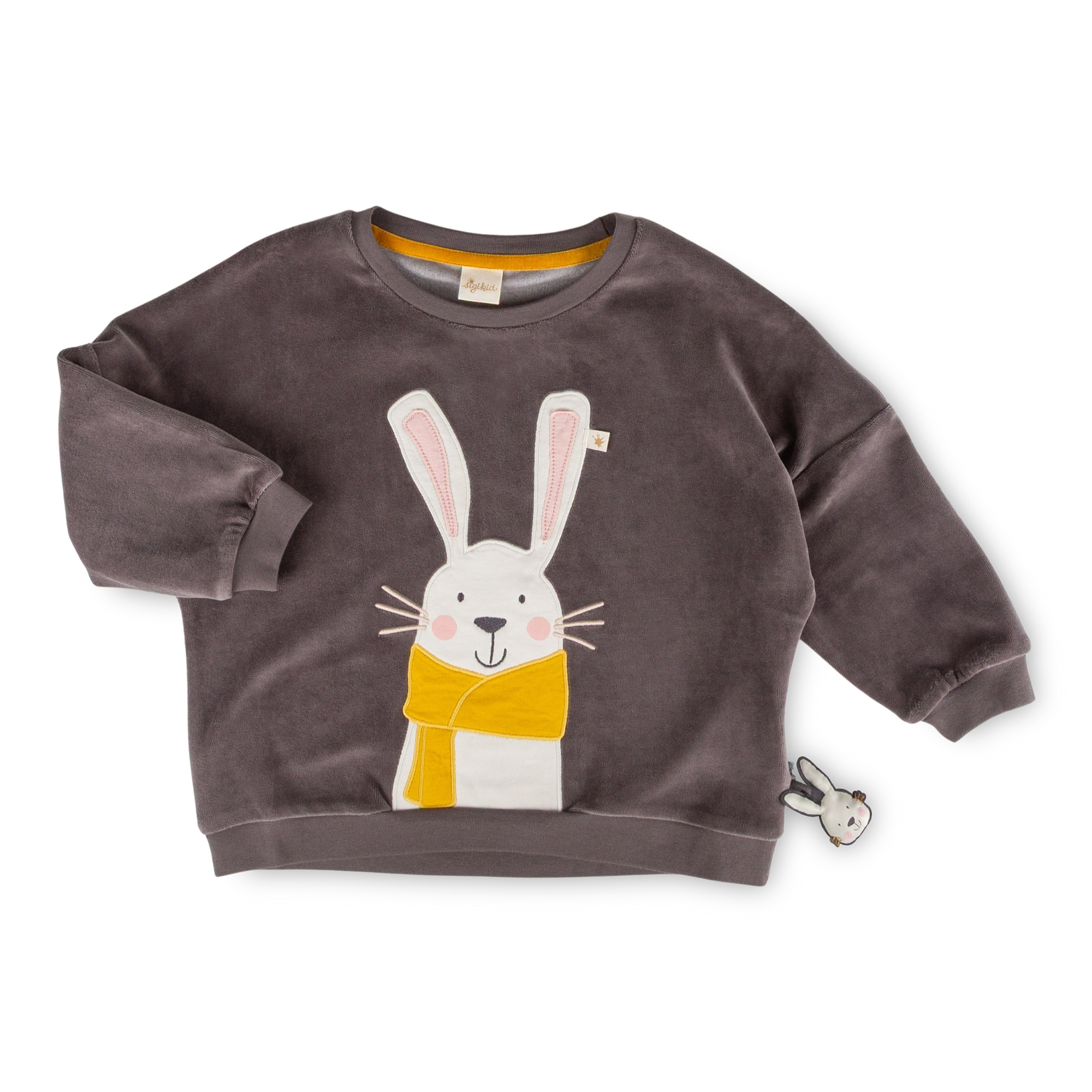 Children's oversized velour top Snow Bunny, dark grey