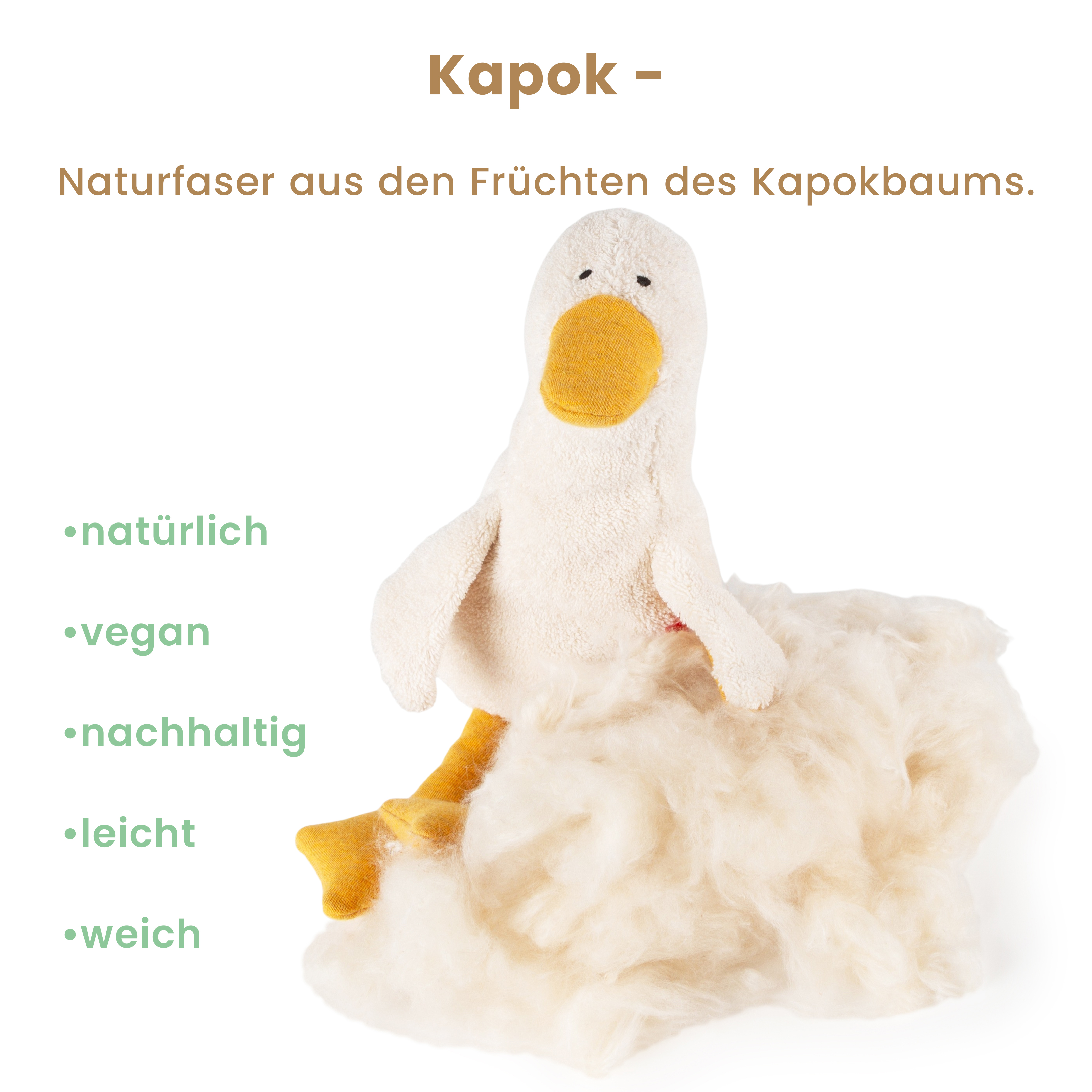 Kuscheltier Ente Natural Friends, weiß