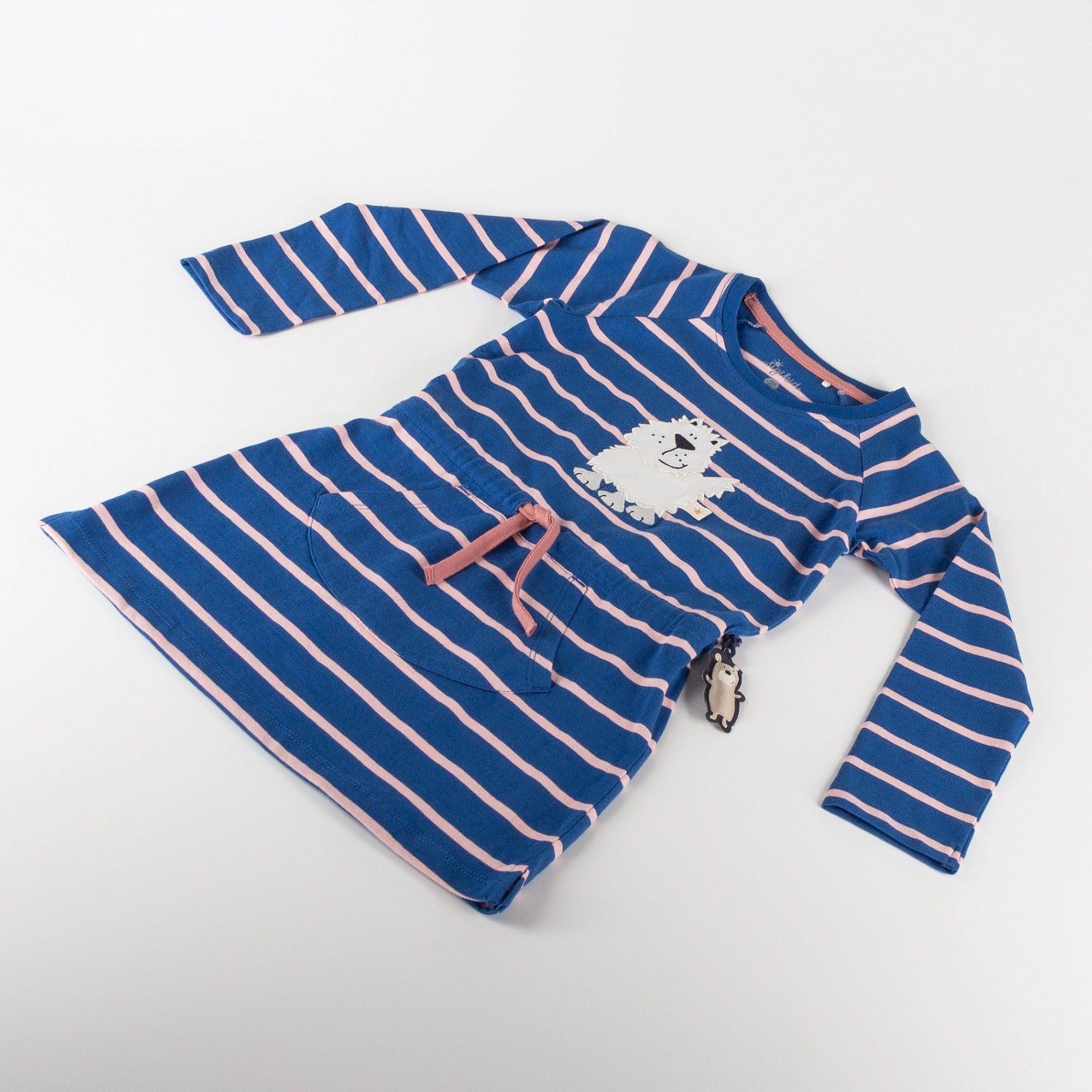Girls' long-sleeved dress, kangaroo pocket