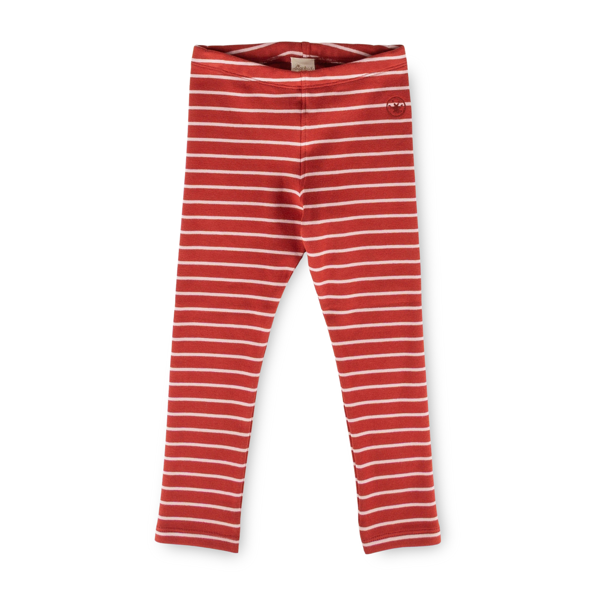 Children's rib knit leggings,red/pastel pink striped
