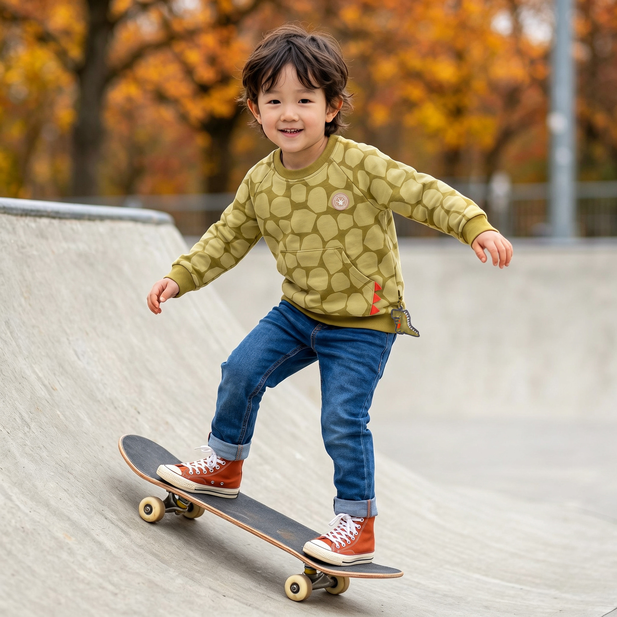 Kinder Sweatshirt mit Fronttasche, Dino Fun