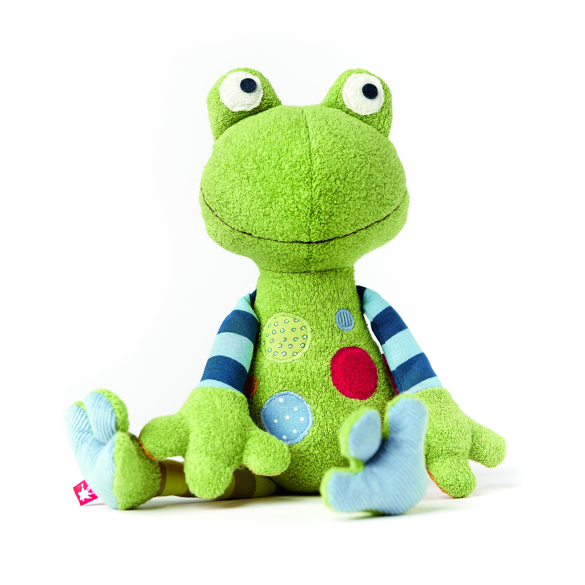 Plush frog, patchwork design