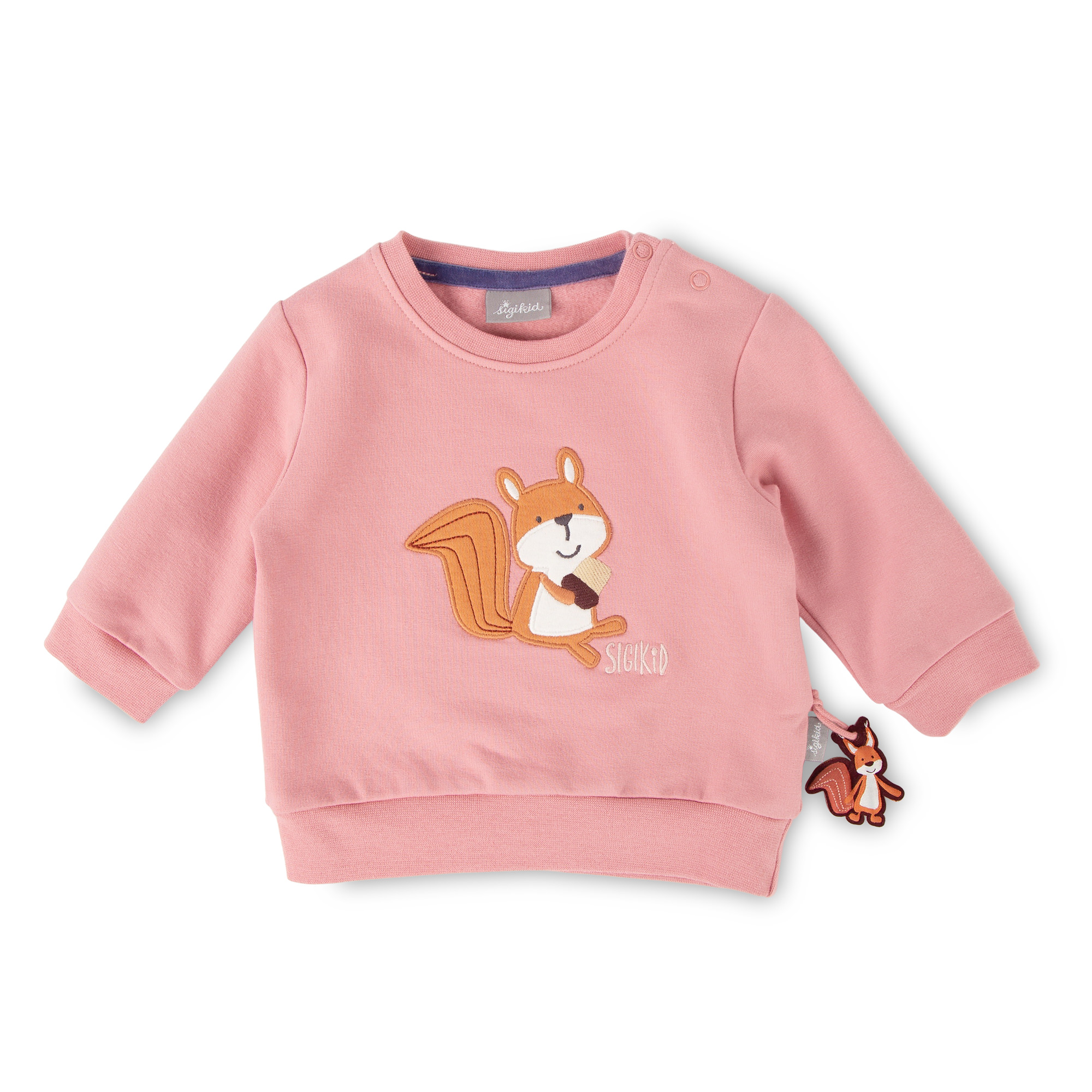 Pink baby sweatshirt squirrel