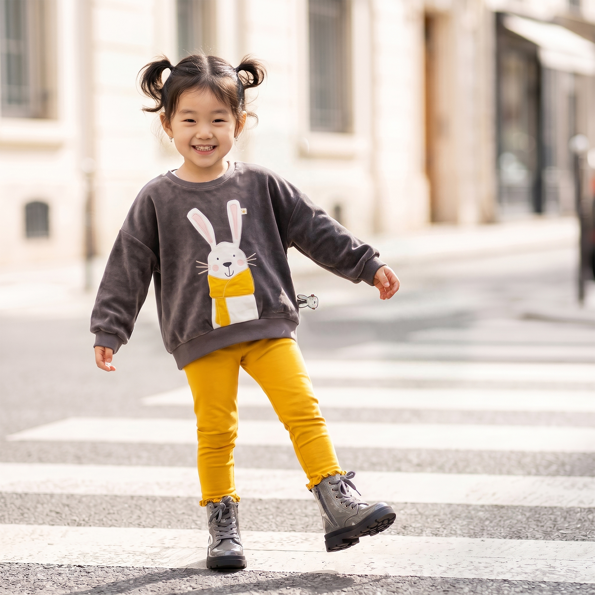Kinder Leggings Schneehase, gelb