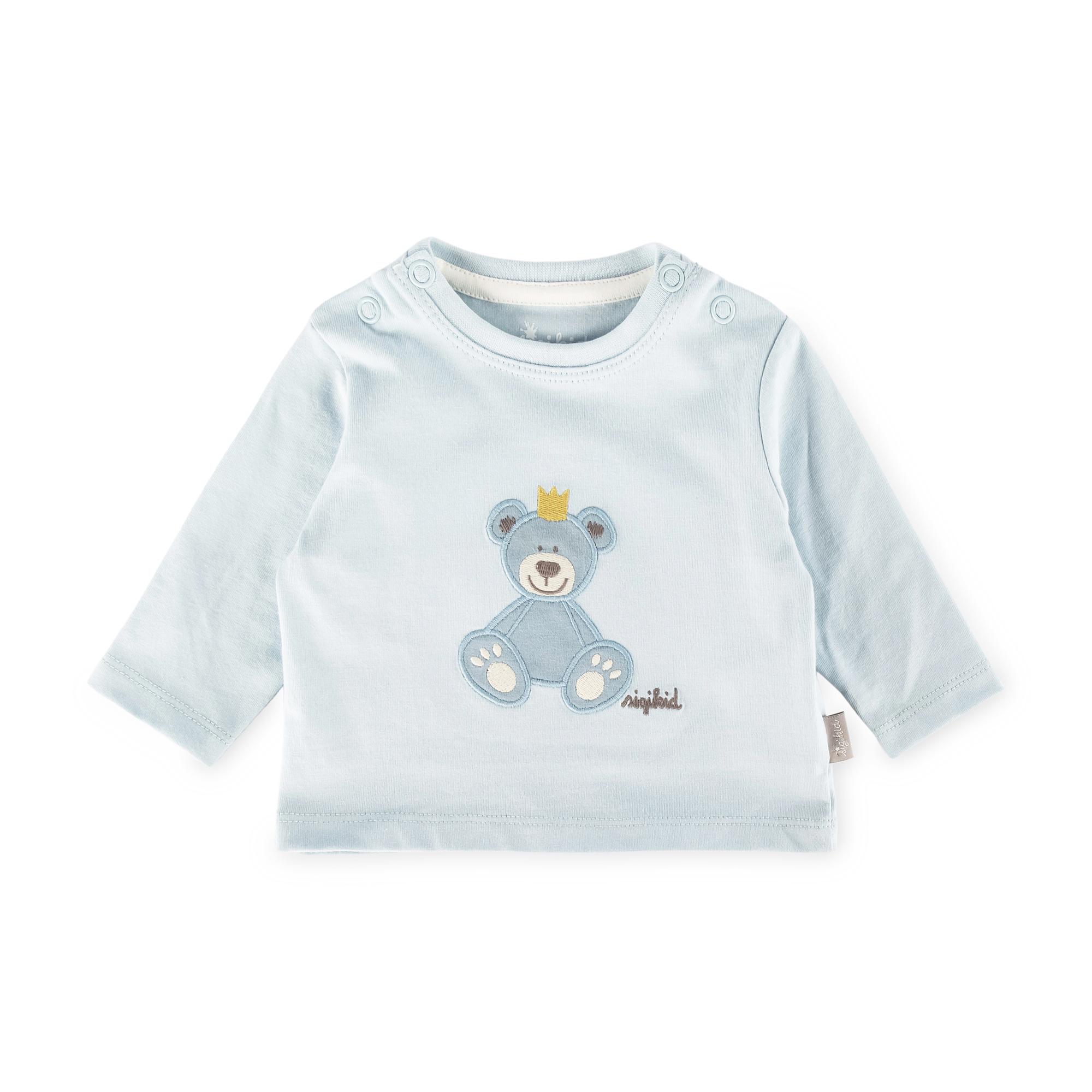Baby Langarmshirt Krönchen Bär, blau Baby Langarmshirt Krönchen Bär, blau