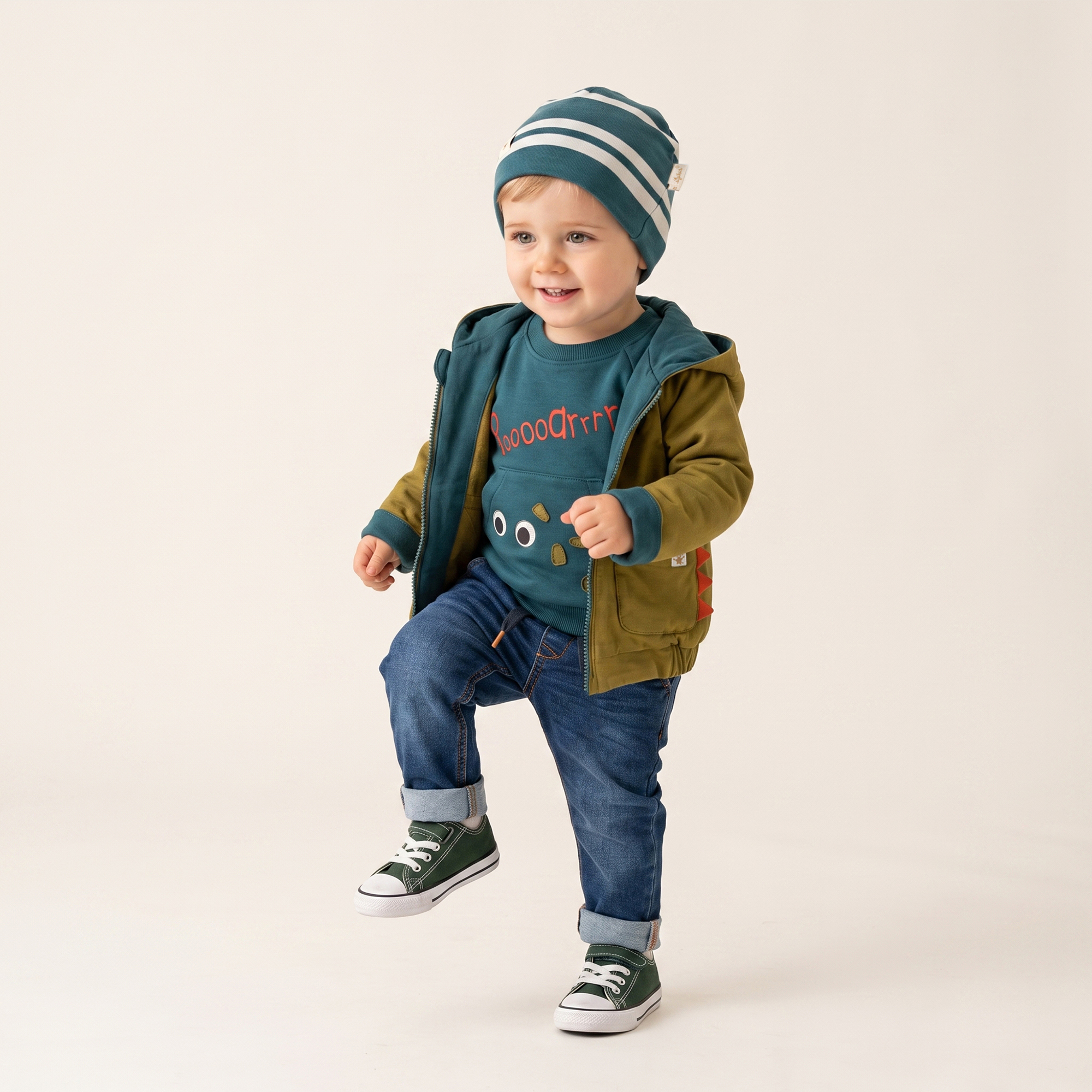 Baby Wendejacke mit Kapuze, Dino Fun