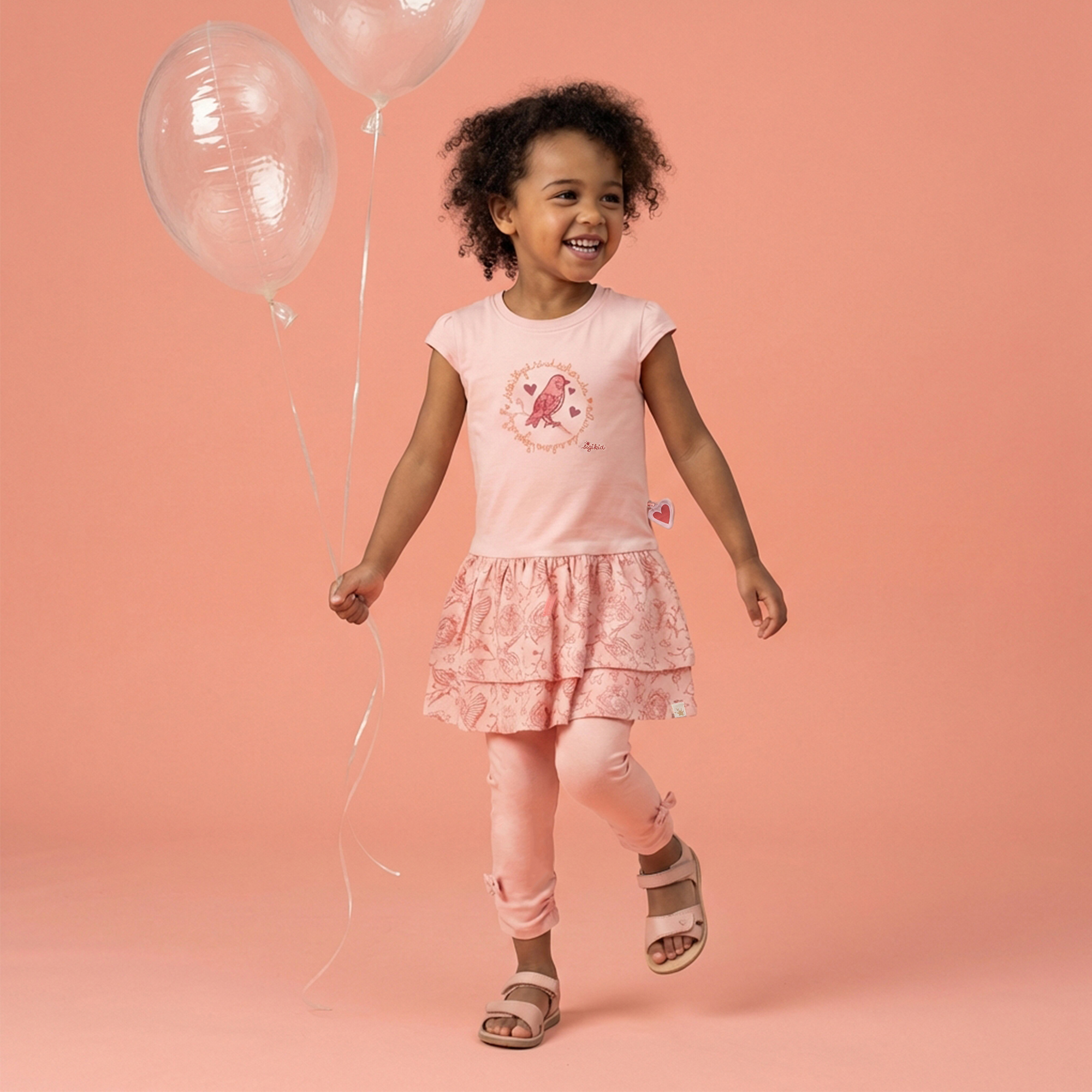 Kinder Capri-Leggings seitlich gerafft, rosa