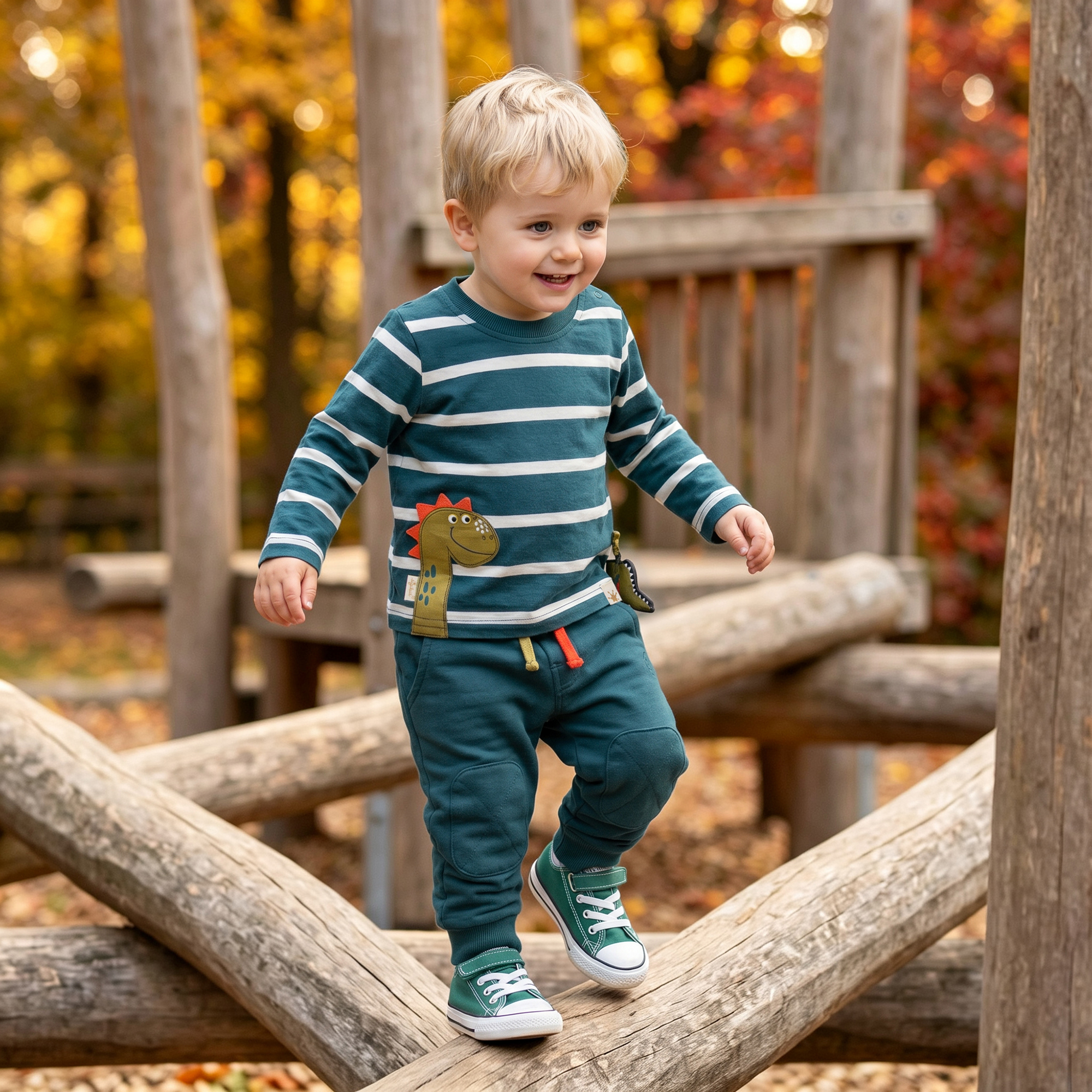 Baby Langarmshirt gestreift, Dino Fun