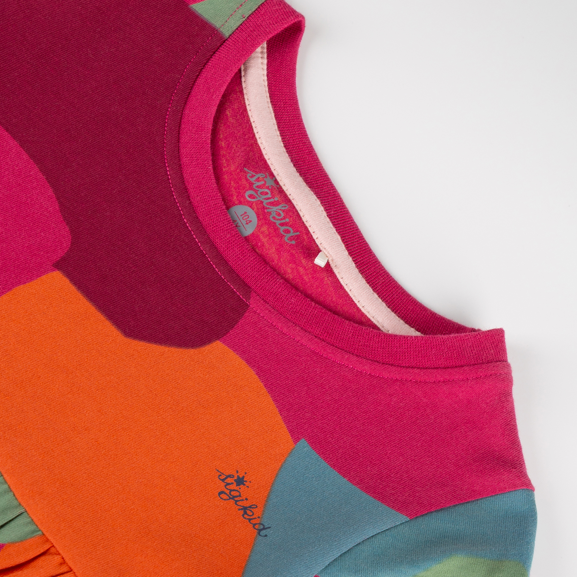 Tiered girls' long sleeve dress, multicoloured