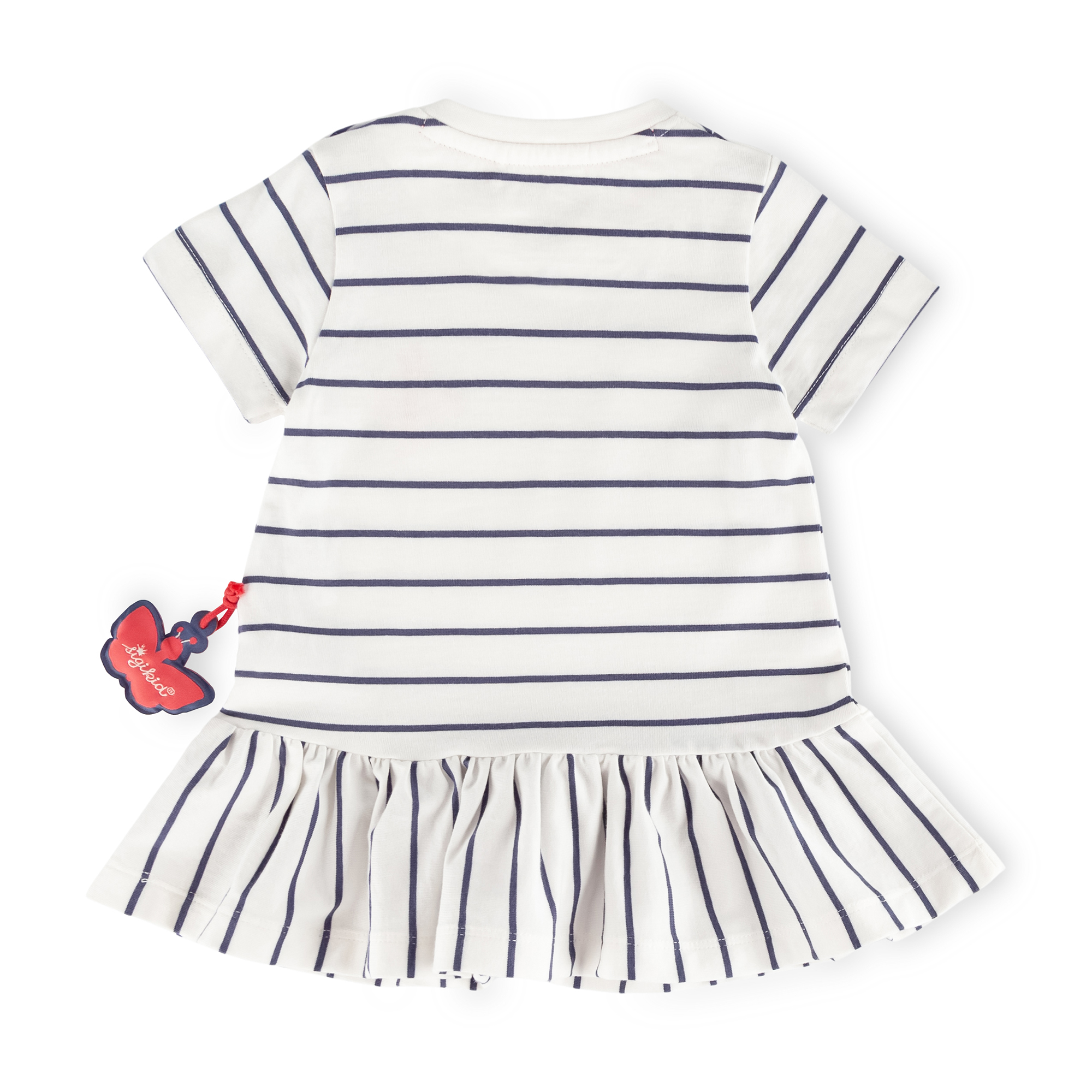 Baby Kleid mit Schmetterling Motiv, blau geringelt