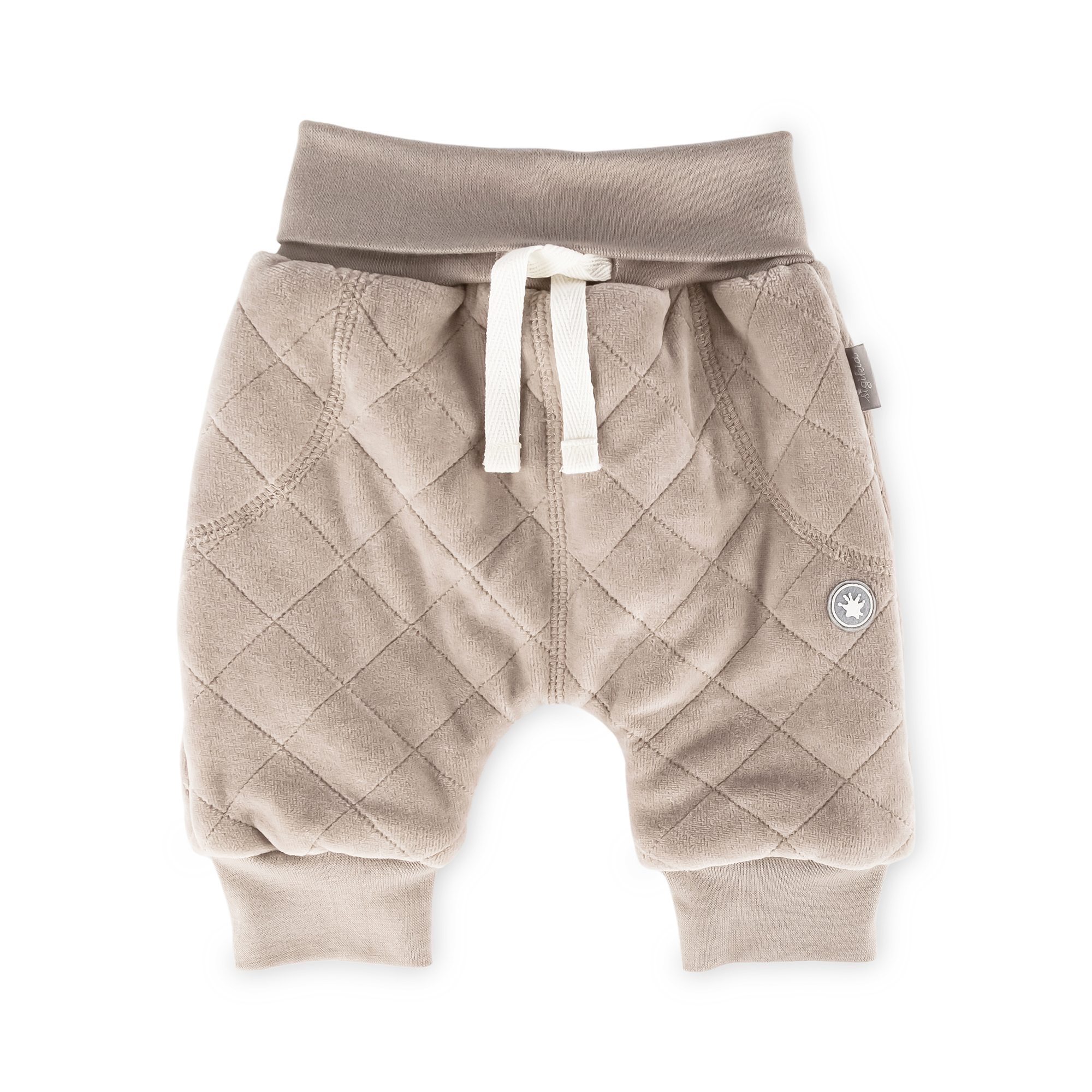 Baby quilted velour pants, lined, beige