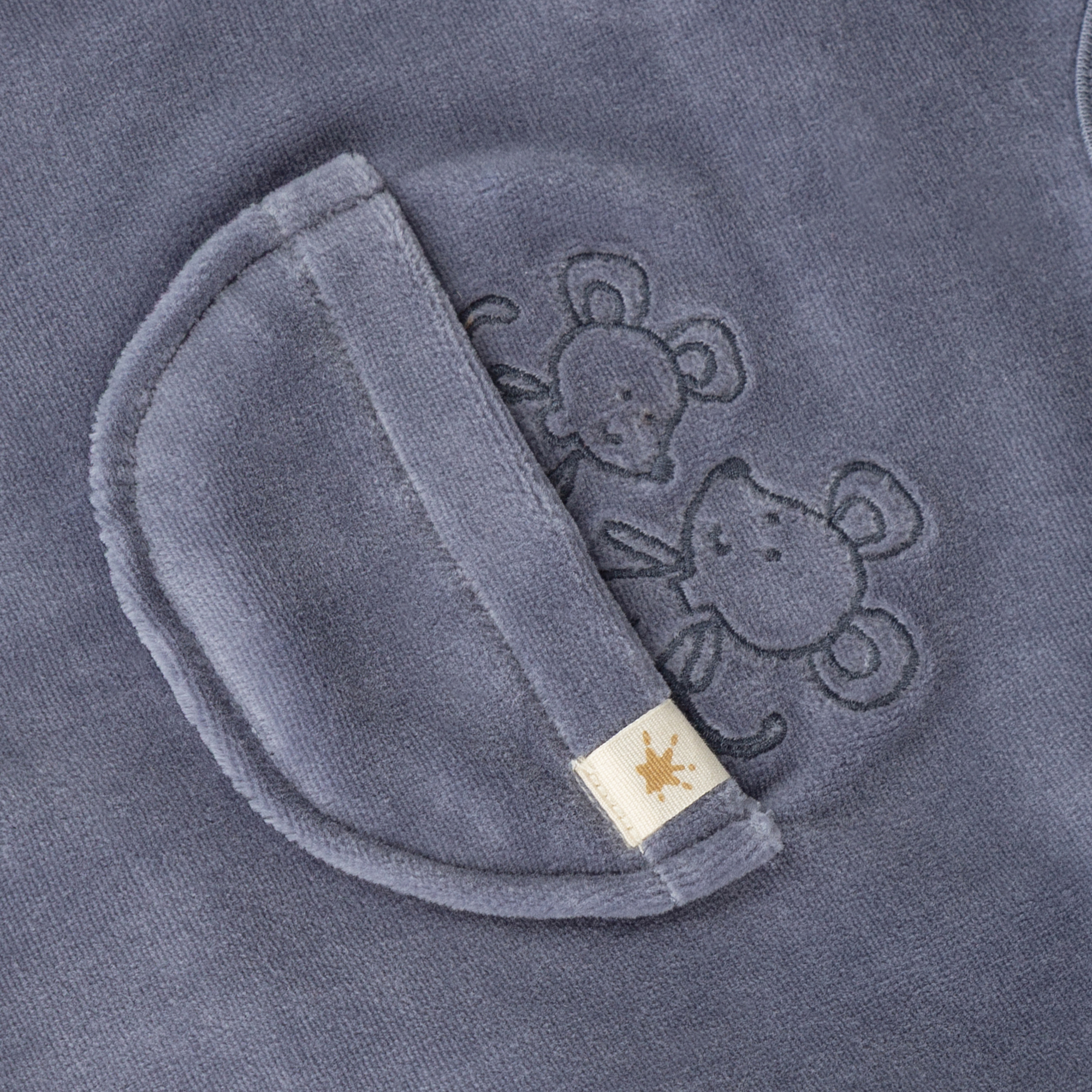Newborn baby velour romper mouse, blue