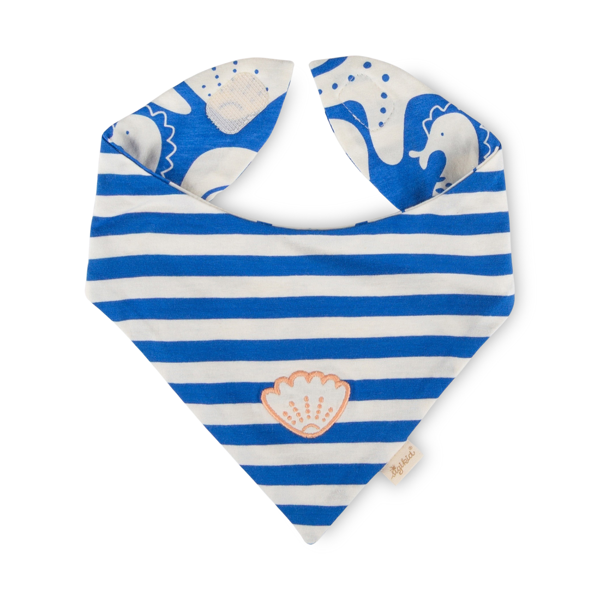 Baby Wendehalstuch Strand Print, blau-weiß