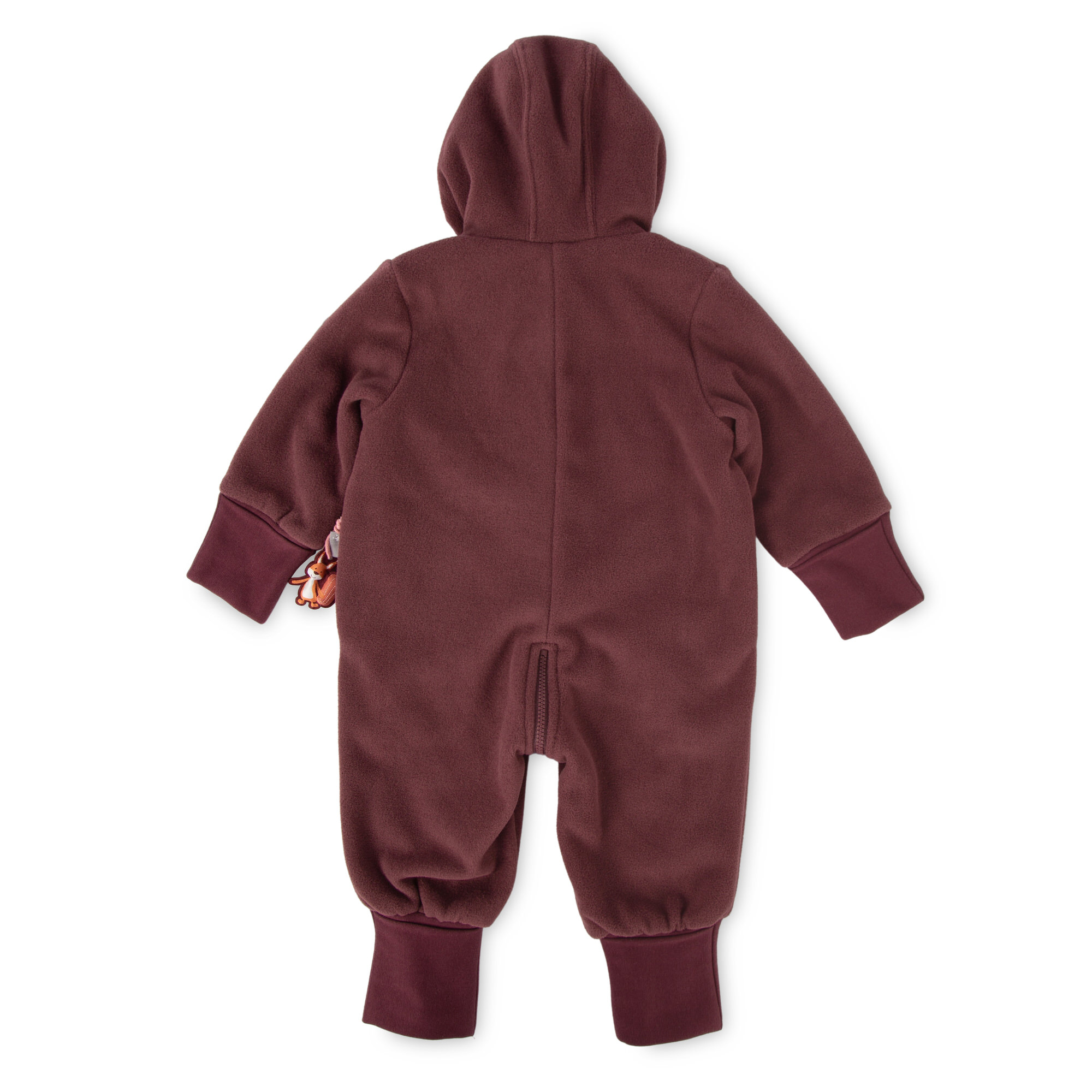 Baby Fleece Overall mit Herbstmotiven, dunkelrot