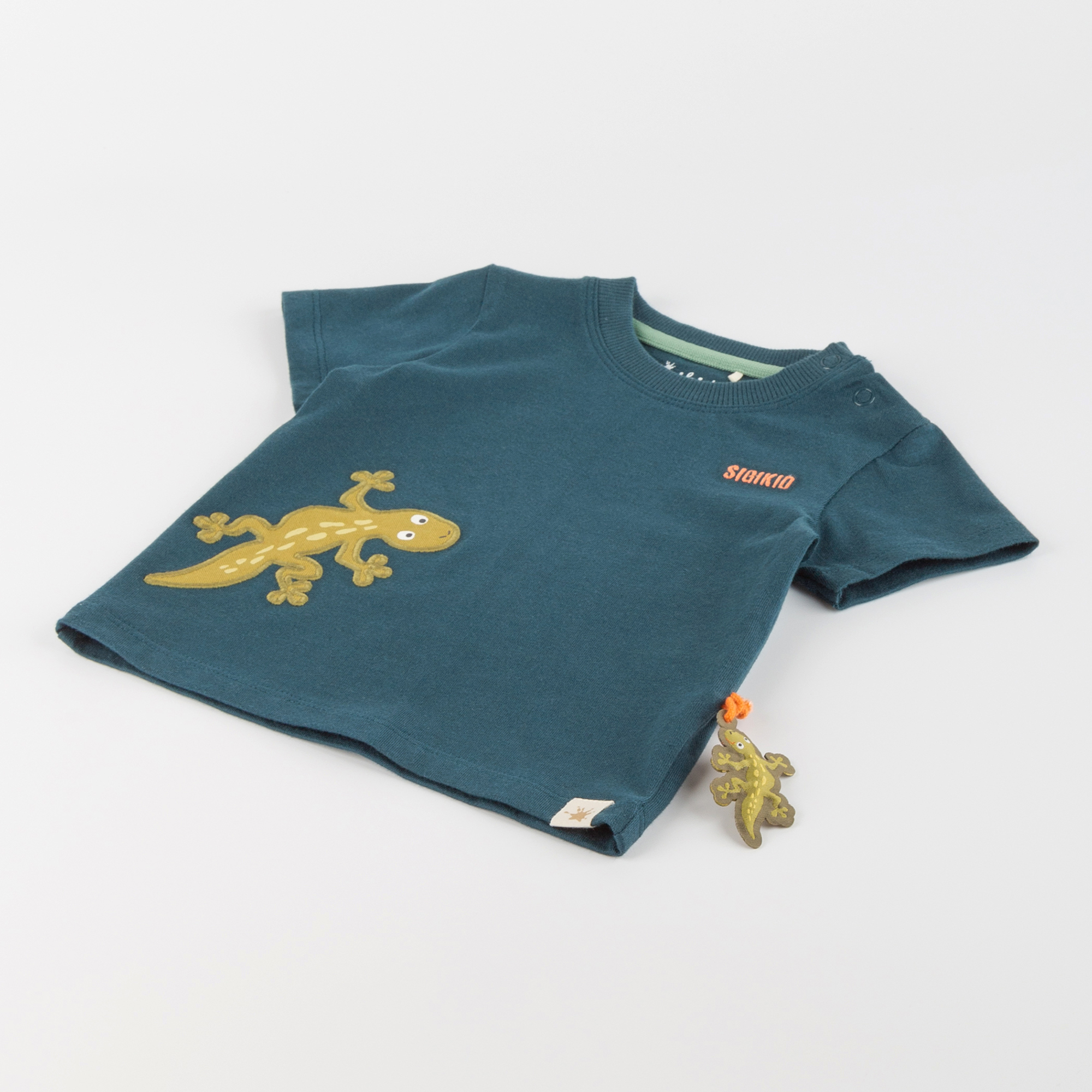 Baby T-shirt gecko teal blue, Jungle