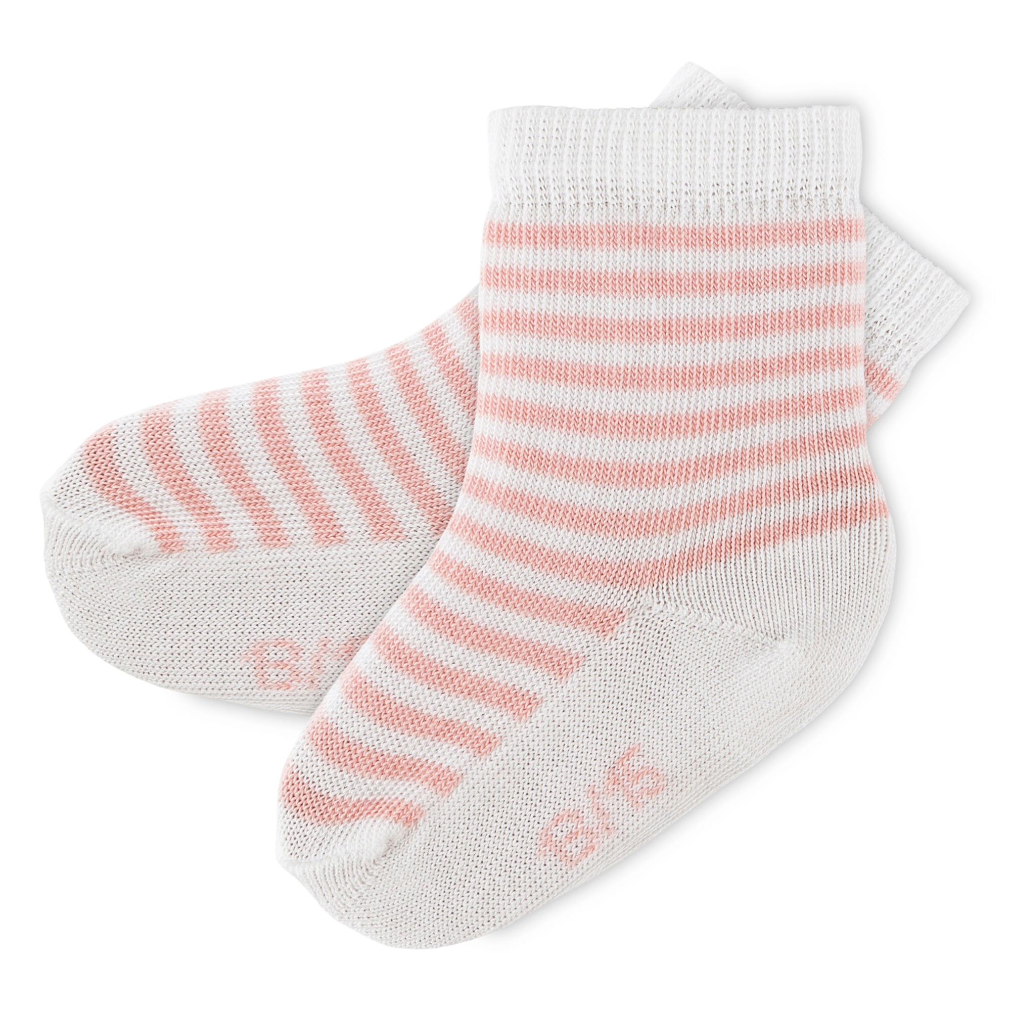 Newborn baby socks, 3-pair-set, pink