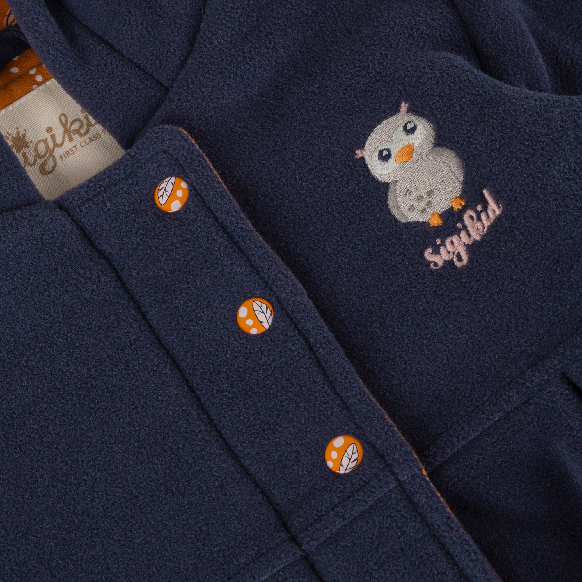 Kinder Fleecemantel Eule Curious Owl, dunkelblau