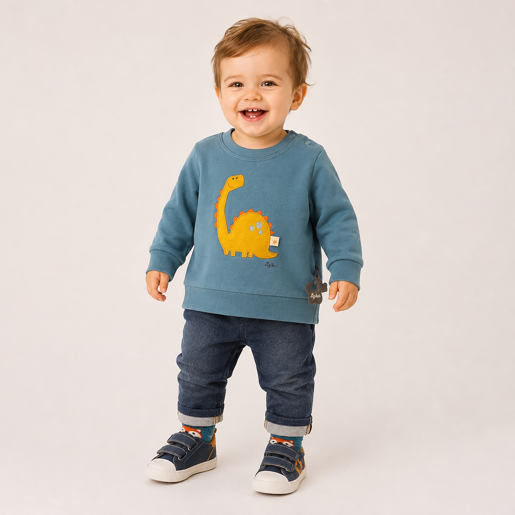 Baby long sleeve Tee dinosaur, ribbed cuffs