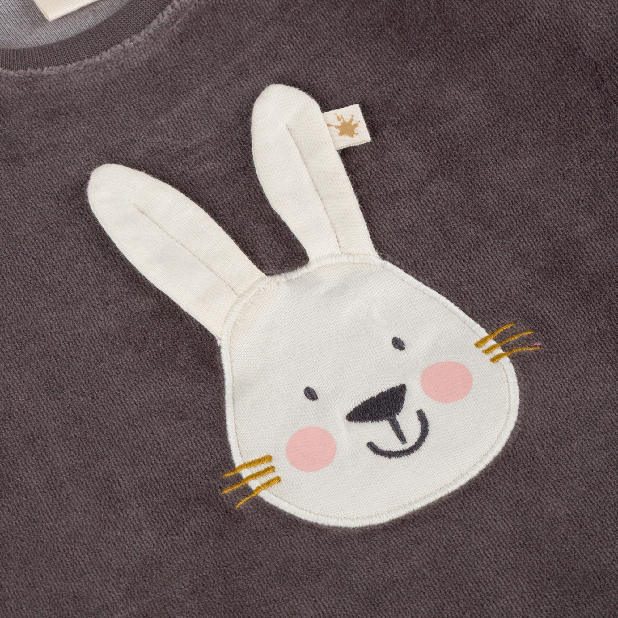 Baby Nicki Velour Langarmshirt Schneehase, dunkelgrau
