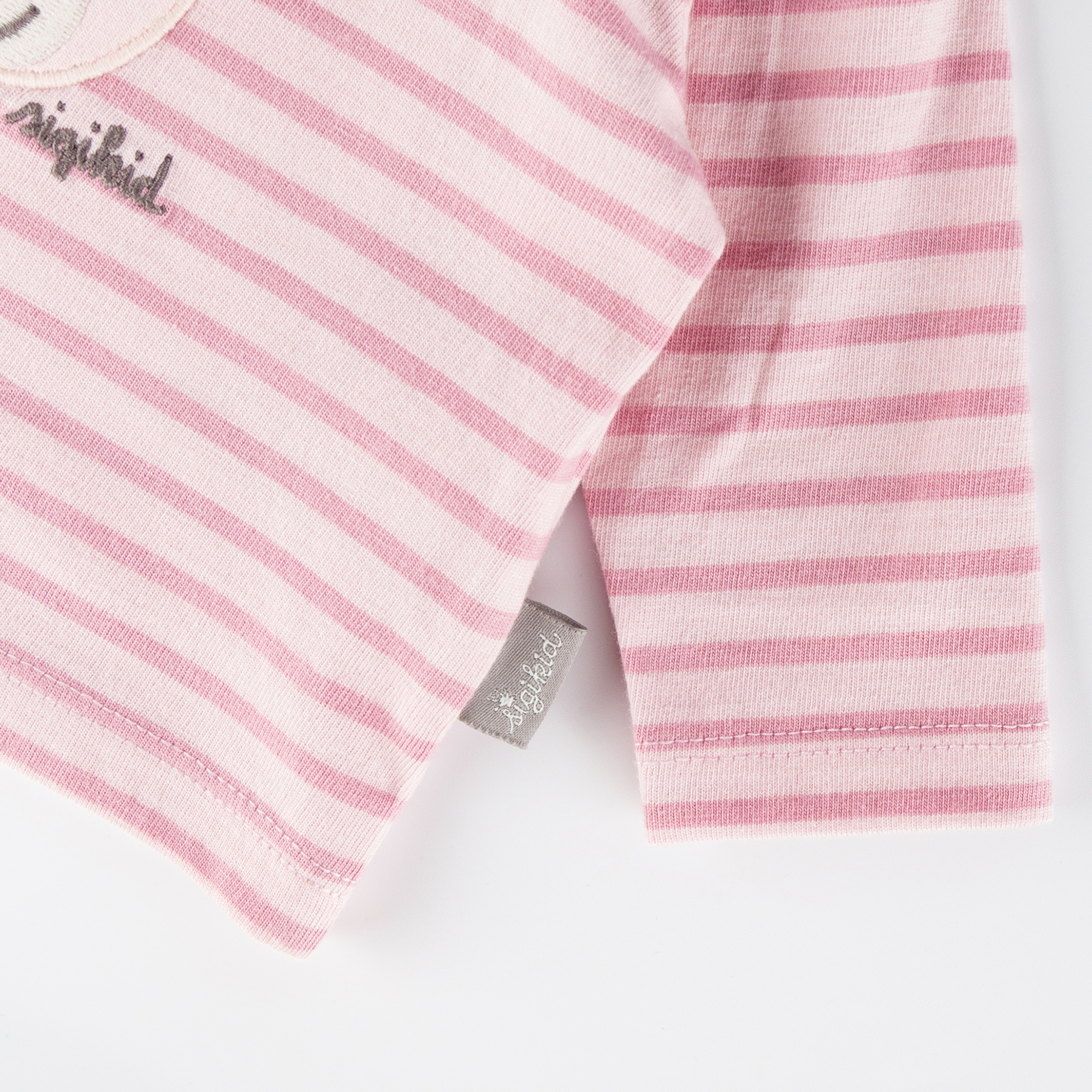 Newborn baby long sleeve Tee teddy bear prince, pink striped