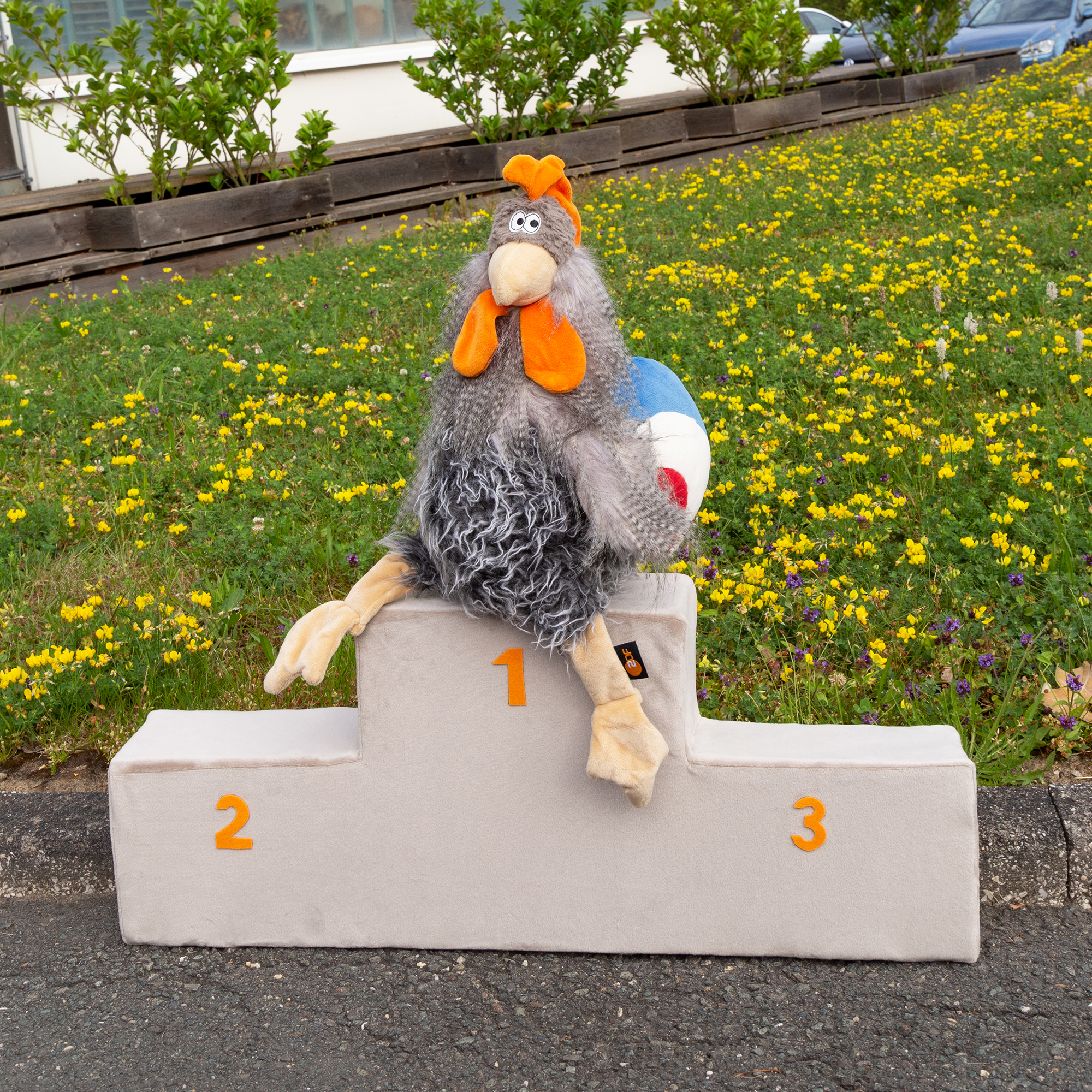 Plush rooster for TV, ZDF olympic broadcast studio Paris - preorder: delivery date before Easter 2025