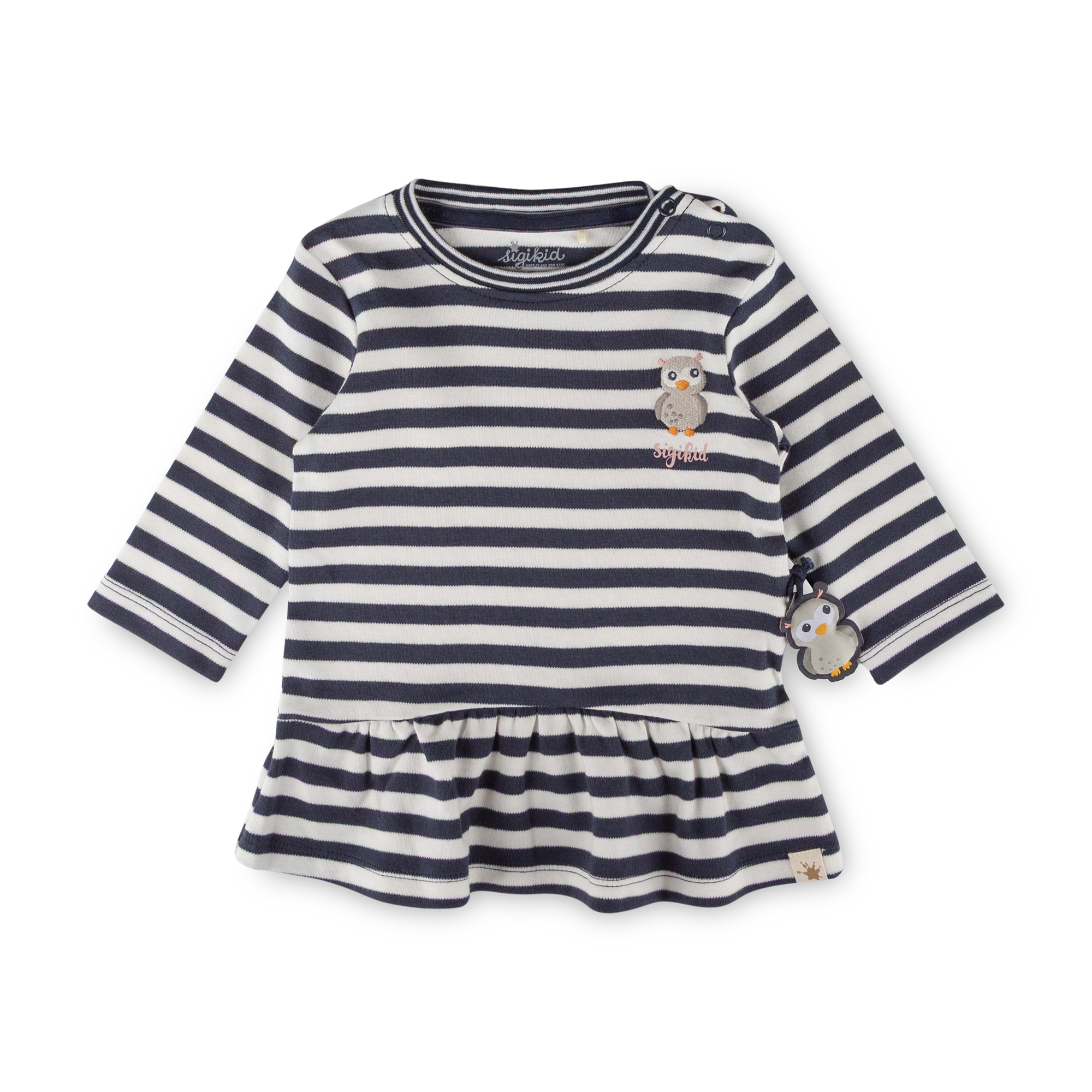 Baby Kleid Eule Curious Owl, blau-weiß geringelt