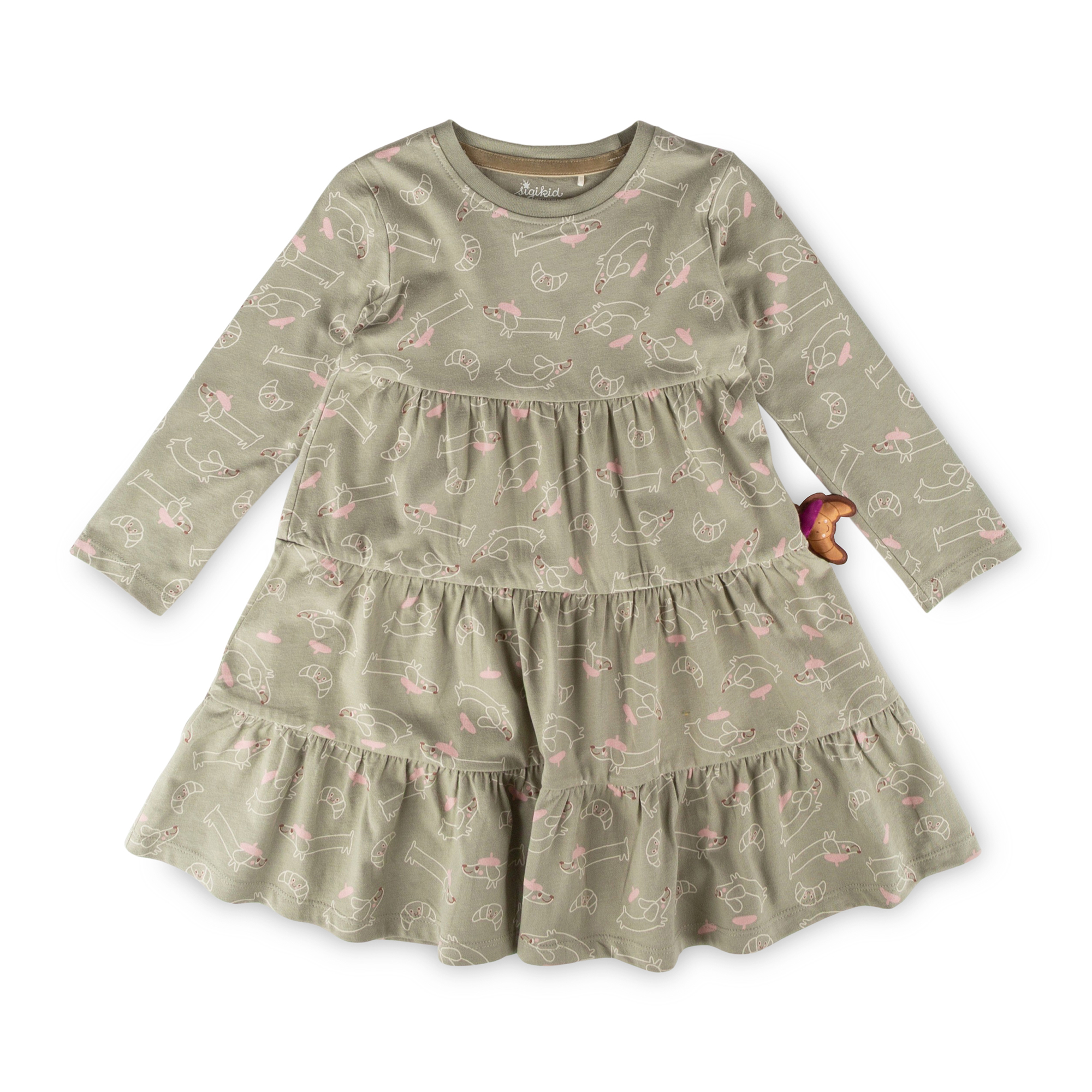 Langärmeliges Stufenkleid, Alloverprint Petit Croissant