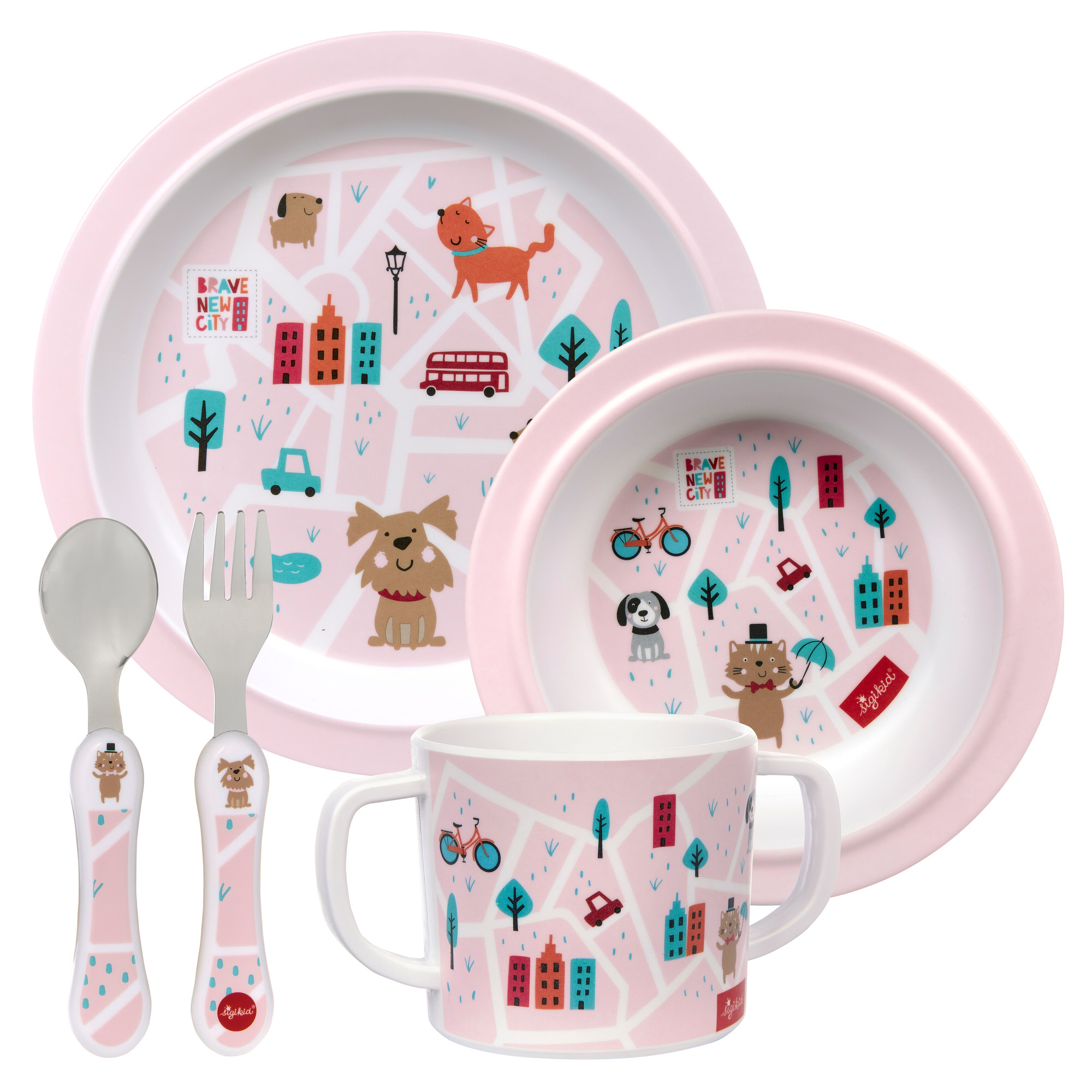 Tableware & cutlery set cats and dogs for children