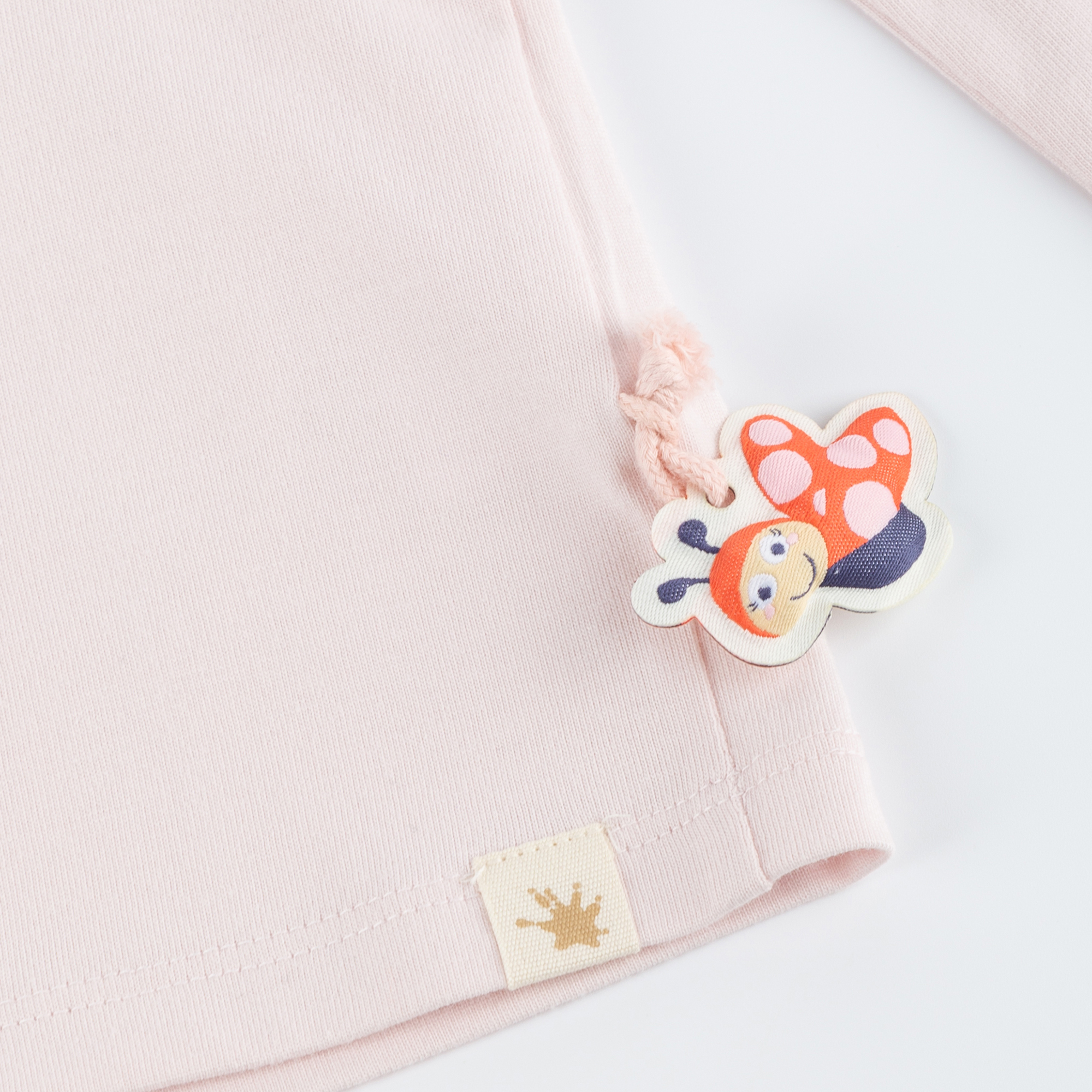 Children's long sleeve Tee ladybug & heart, pale pink