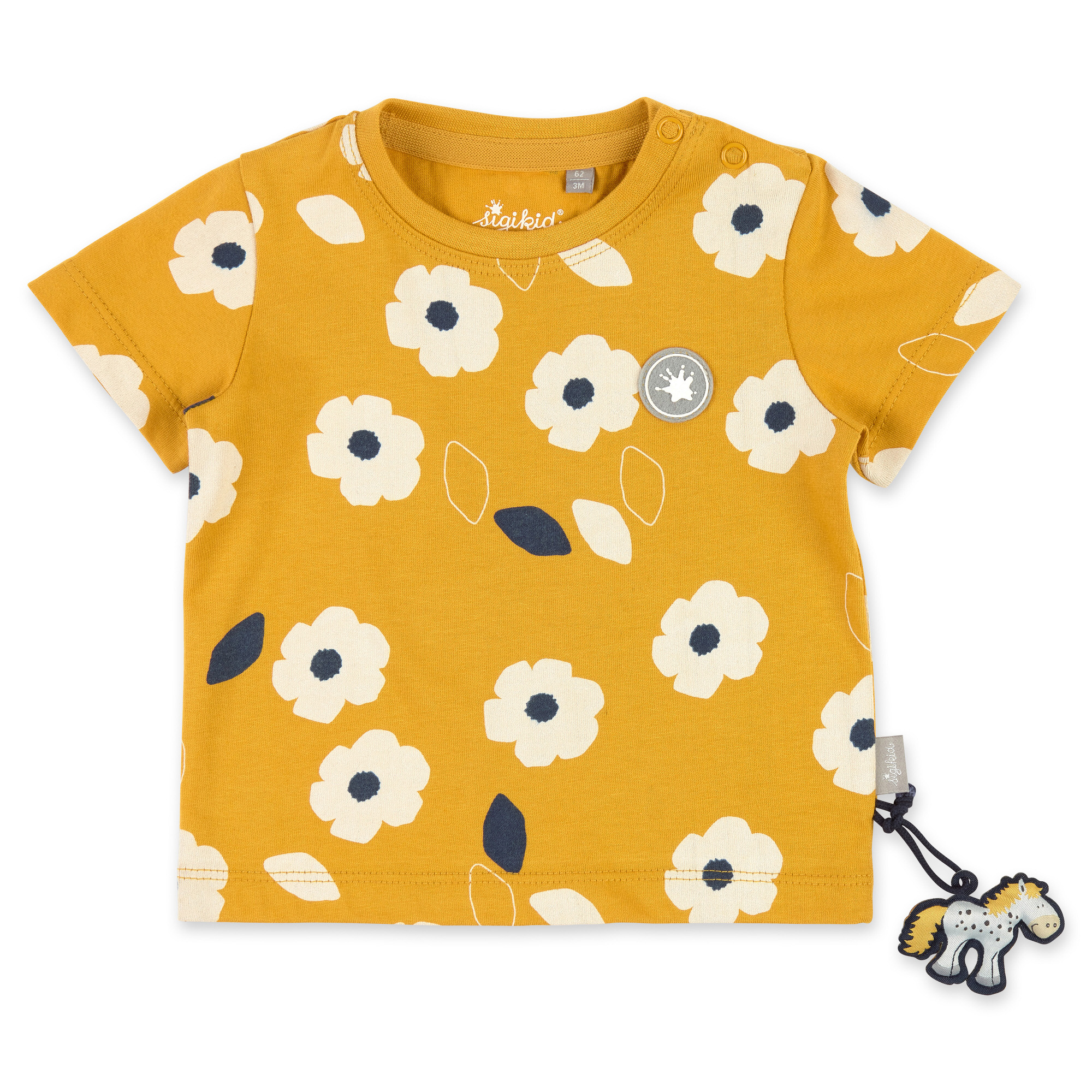 Honey yellow Baby T-shirt with flower print