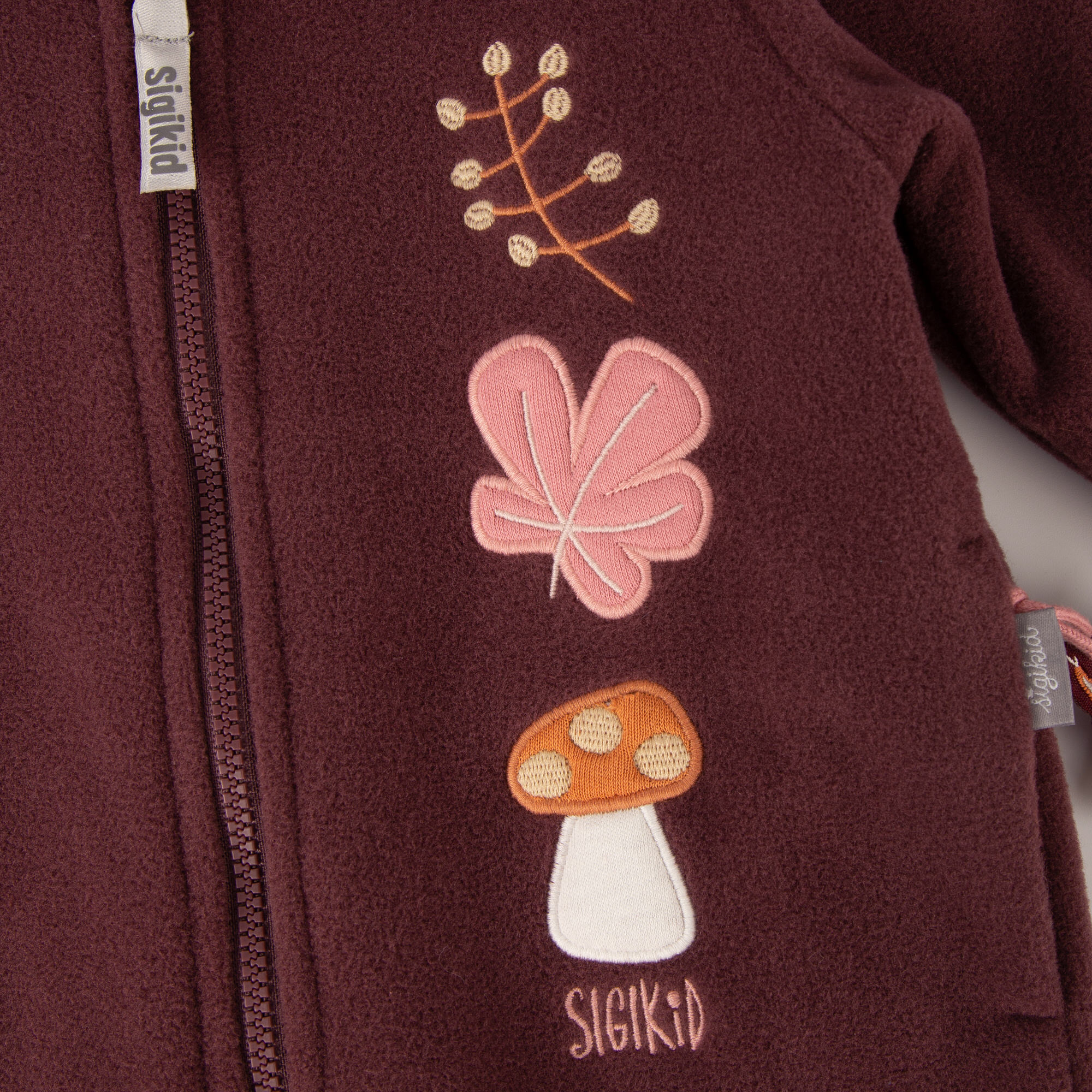 Baby Fleece Overall mit Herbstmotiven, dunkelrot