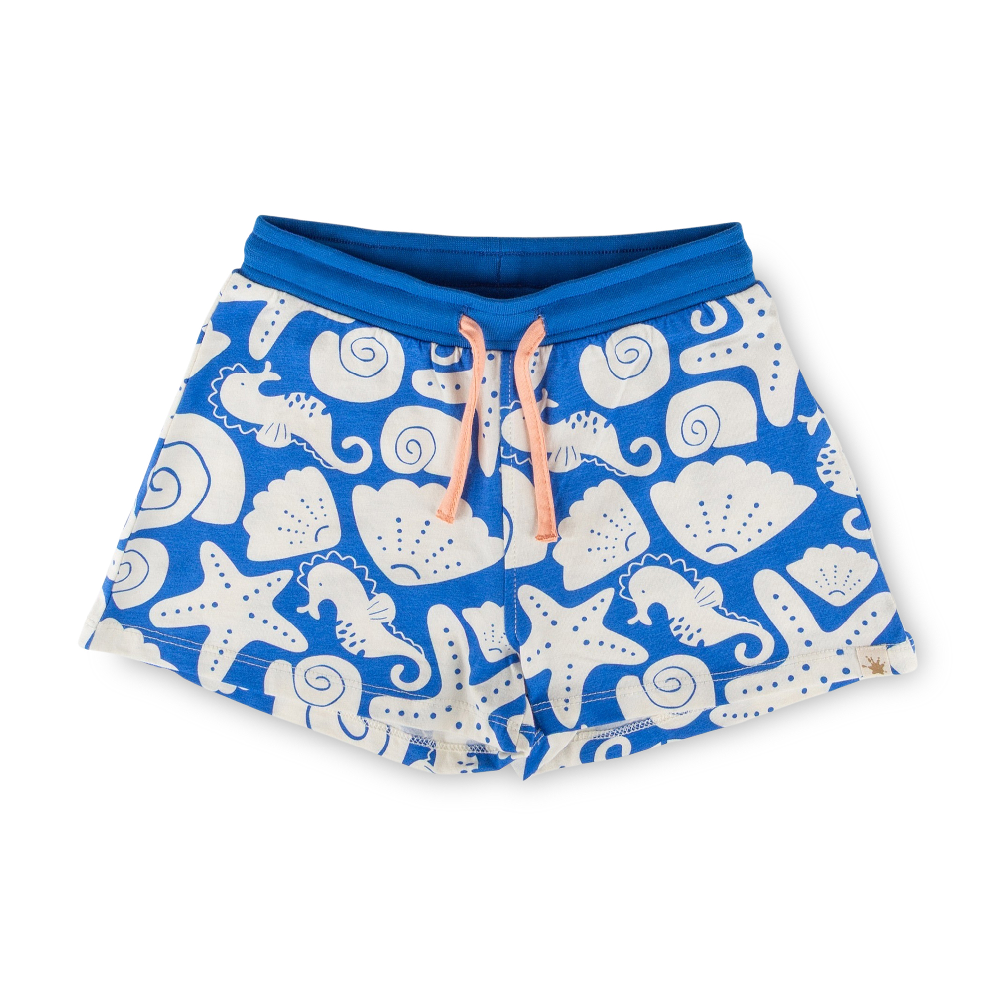 Kinder Shorts Strand Print. blau mit weiß