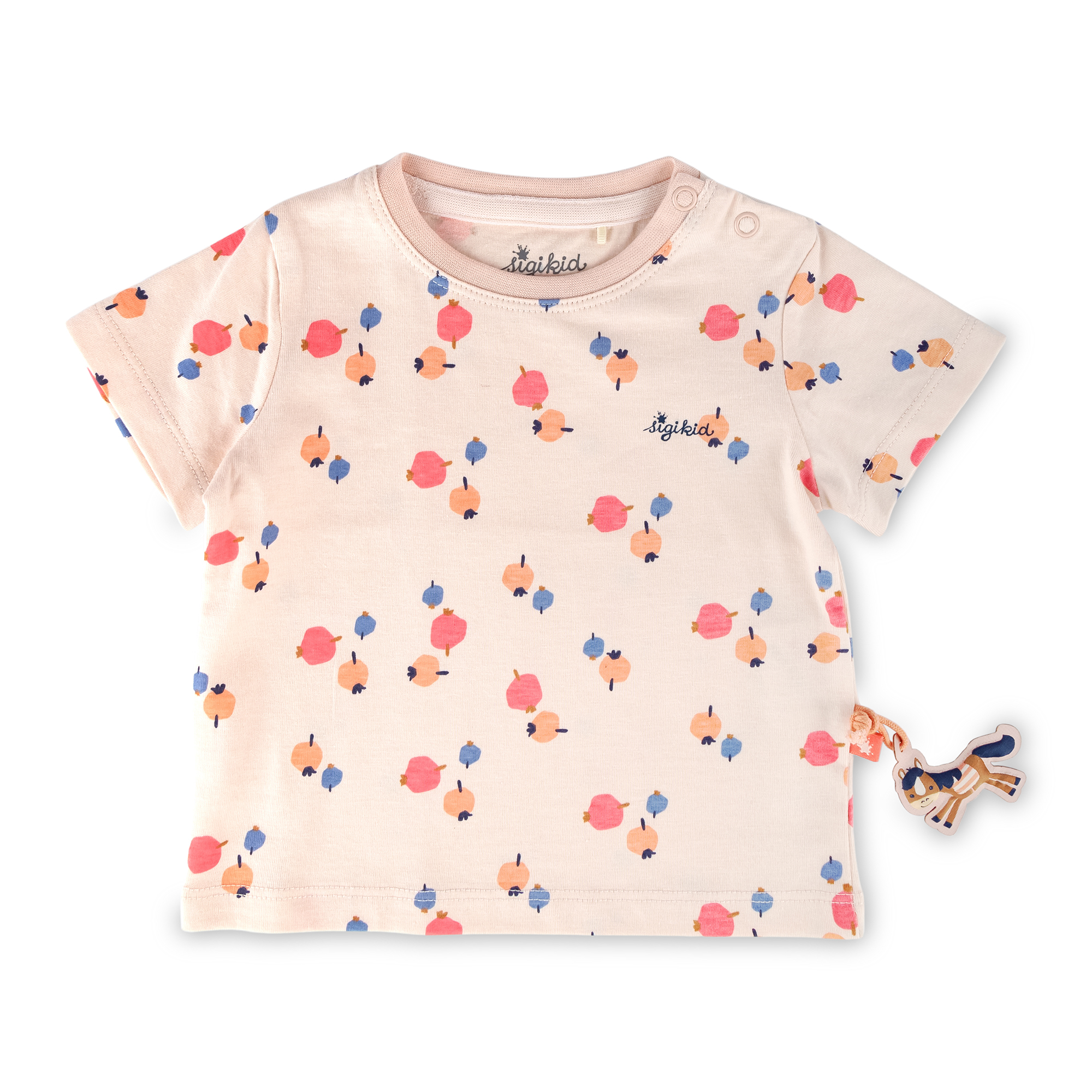 Baby T-shirt berry print, pale pink