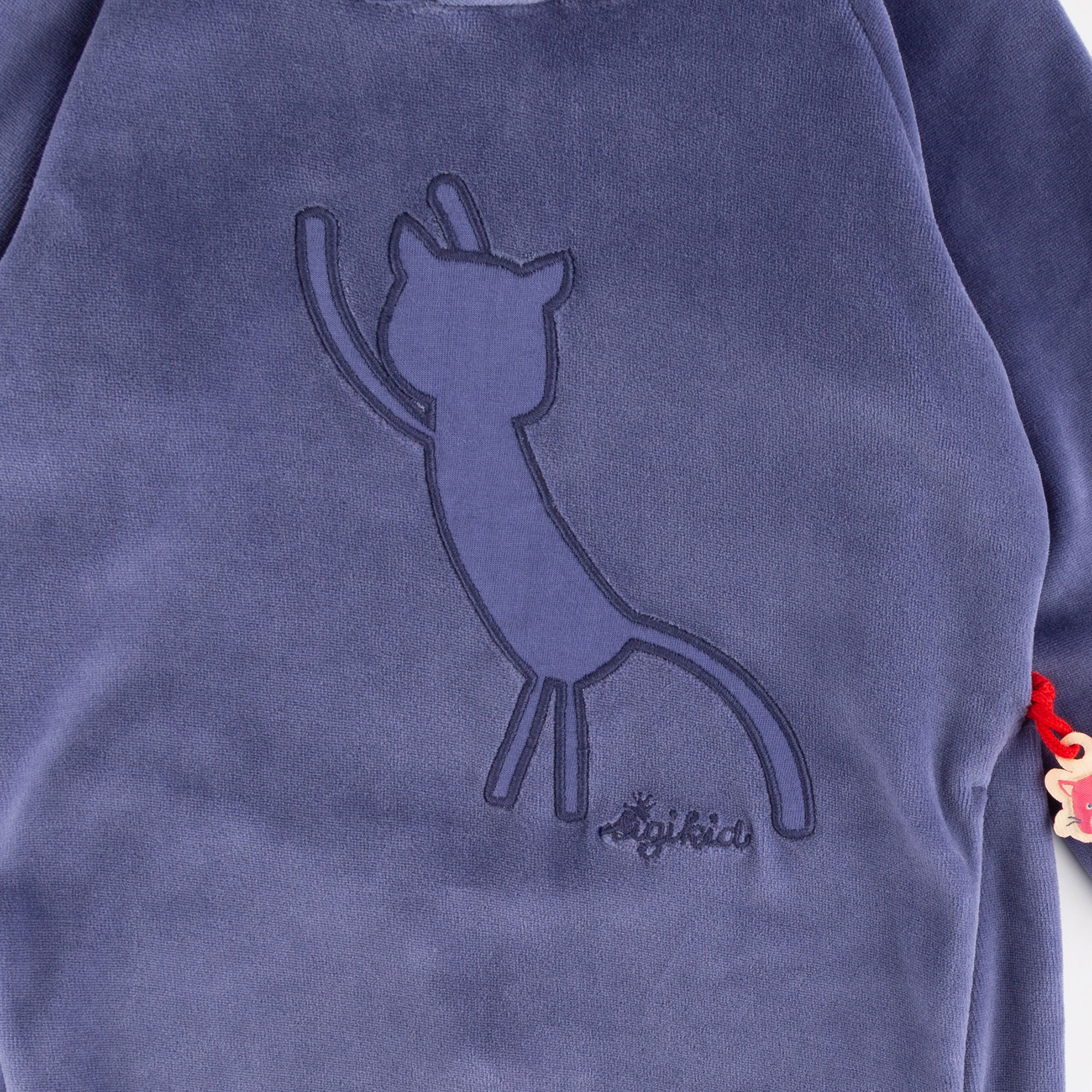 Children's hoody velour dress with pockets, Wild Cat