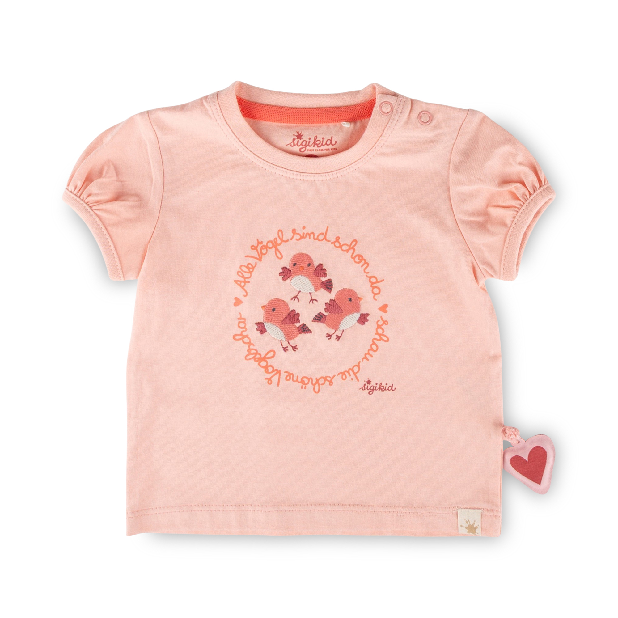 Baby T-Shirt mit Vögelchen Stickerei, rosa