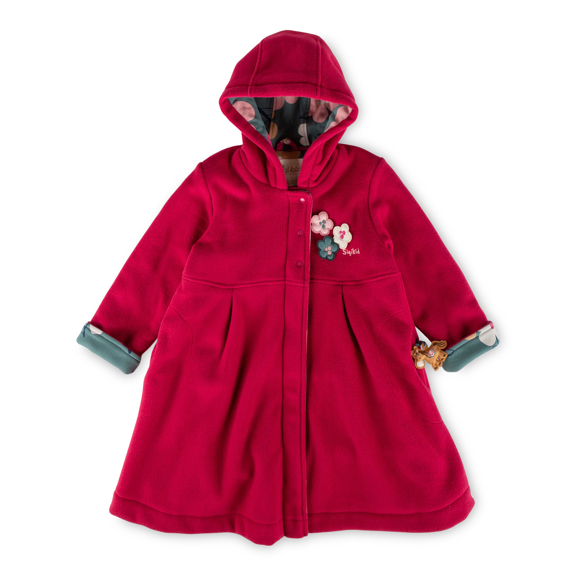 Hooded children's fleece dress coat, lined, Pony Love Hooded children's fleece dress coat, lined, Pony Love
