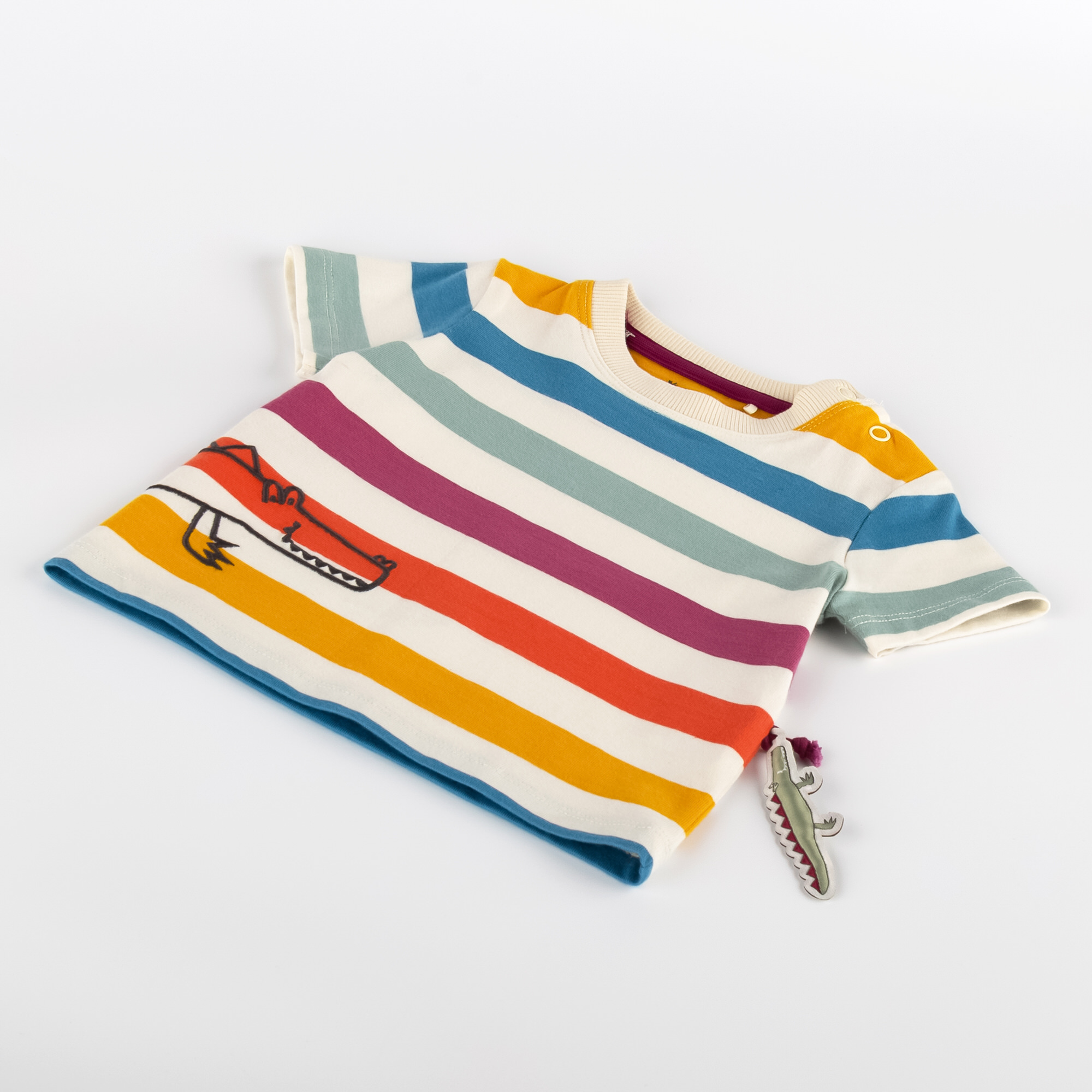 Baby T-Shirt bunt gestreift, Krokodil Baby T-Shirt bunt gestreift, Krokodil