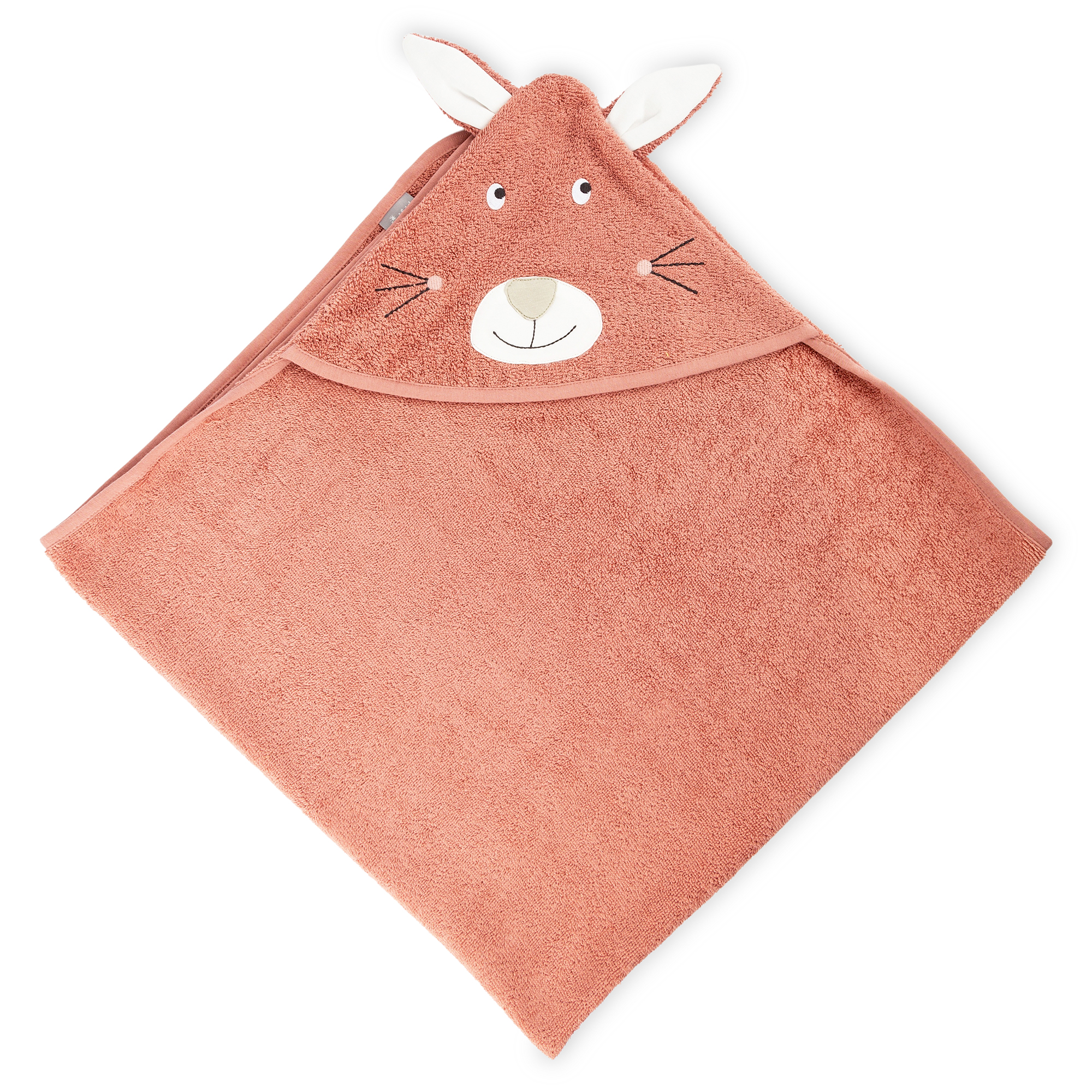 Hooded baby & toddler bath towel bunny, pastel pink