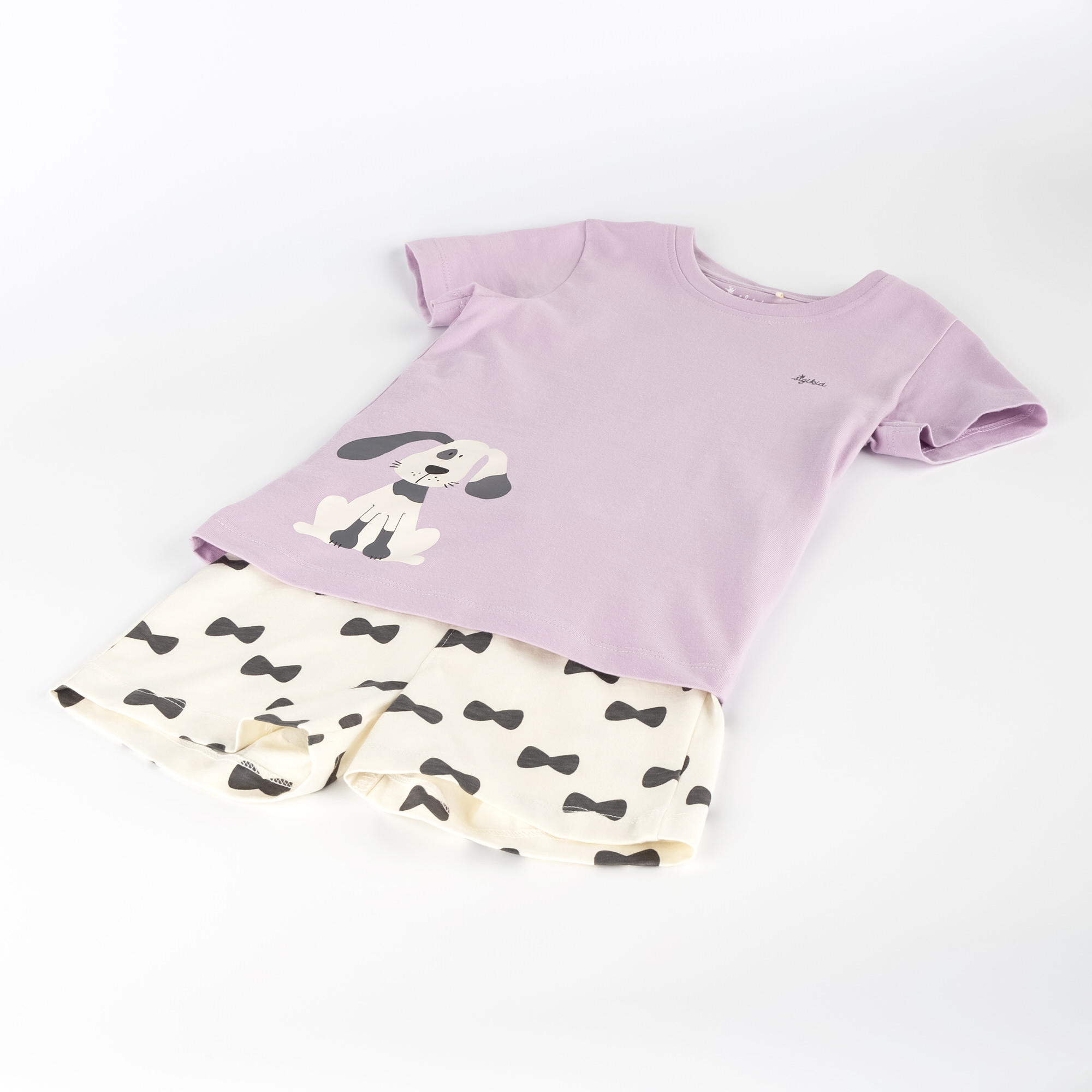 Children's shorty pyjamas dog, lilac/white