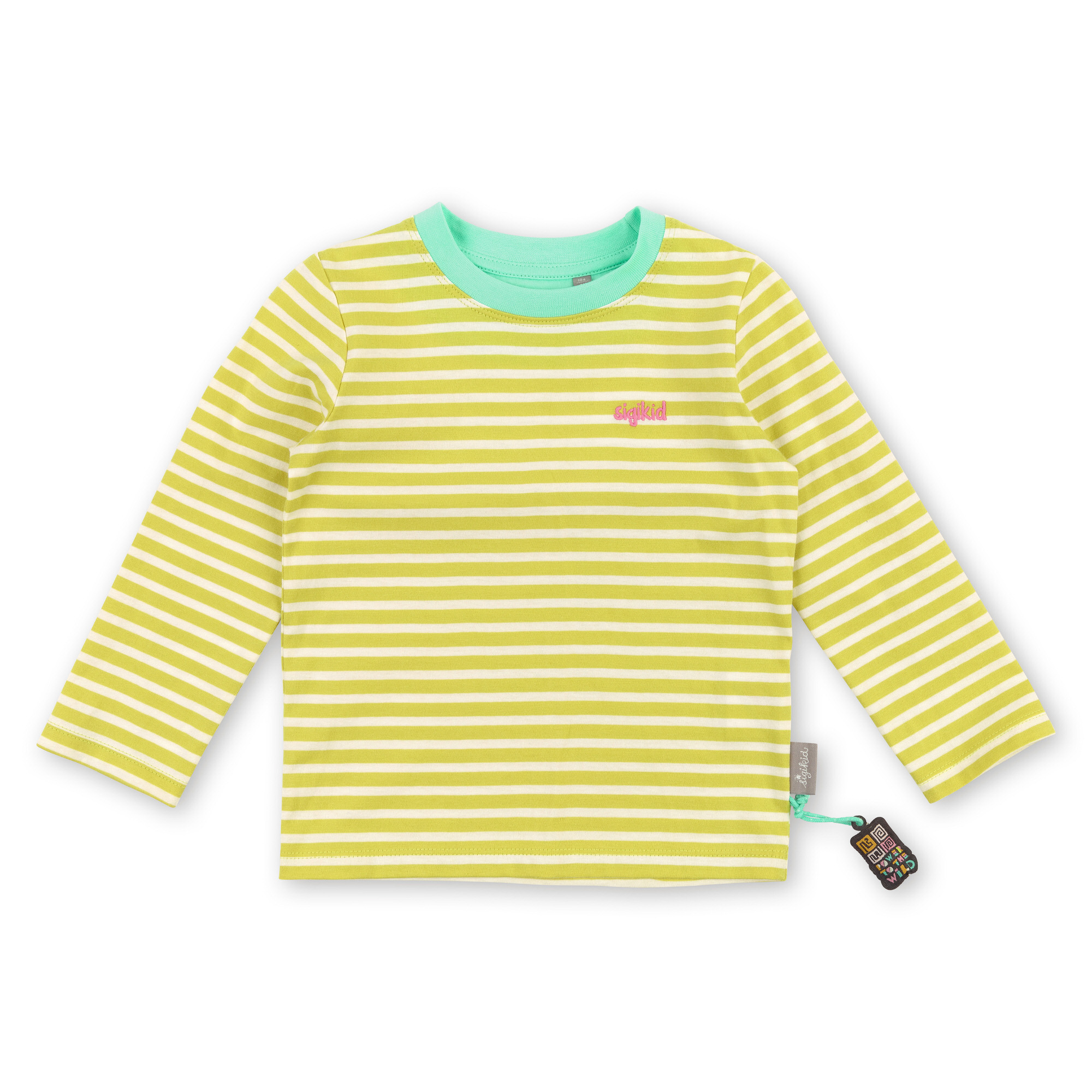 Casual long sleeve Tee for girls, white/yellow striped