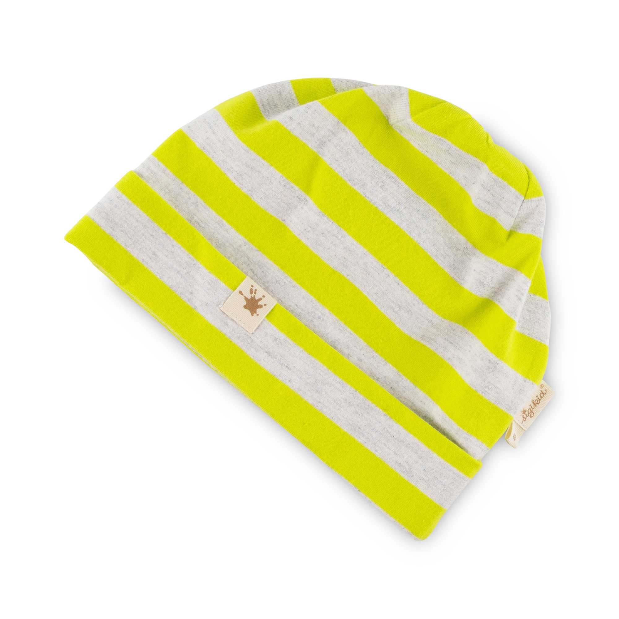 Baby Sommer Mütze Sporty Dino, gelb-weiß gestreift Baby Sommer Mütze Sporty Dino, gelb-weiß gestreift