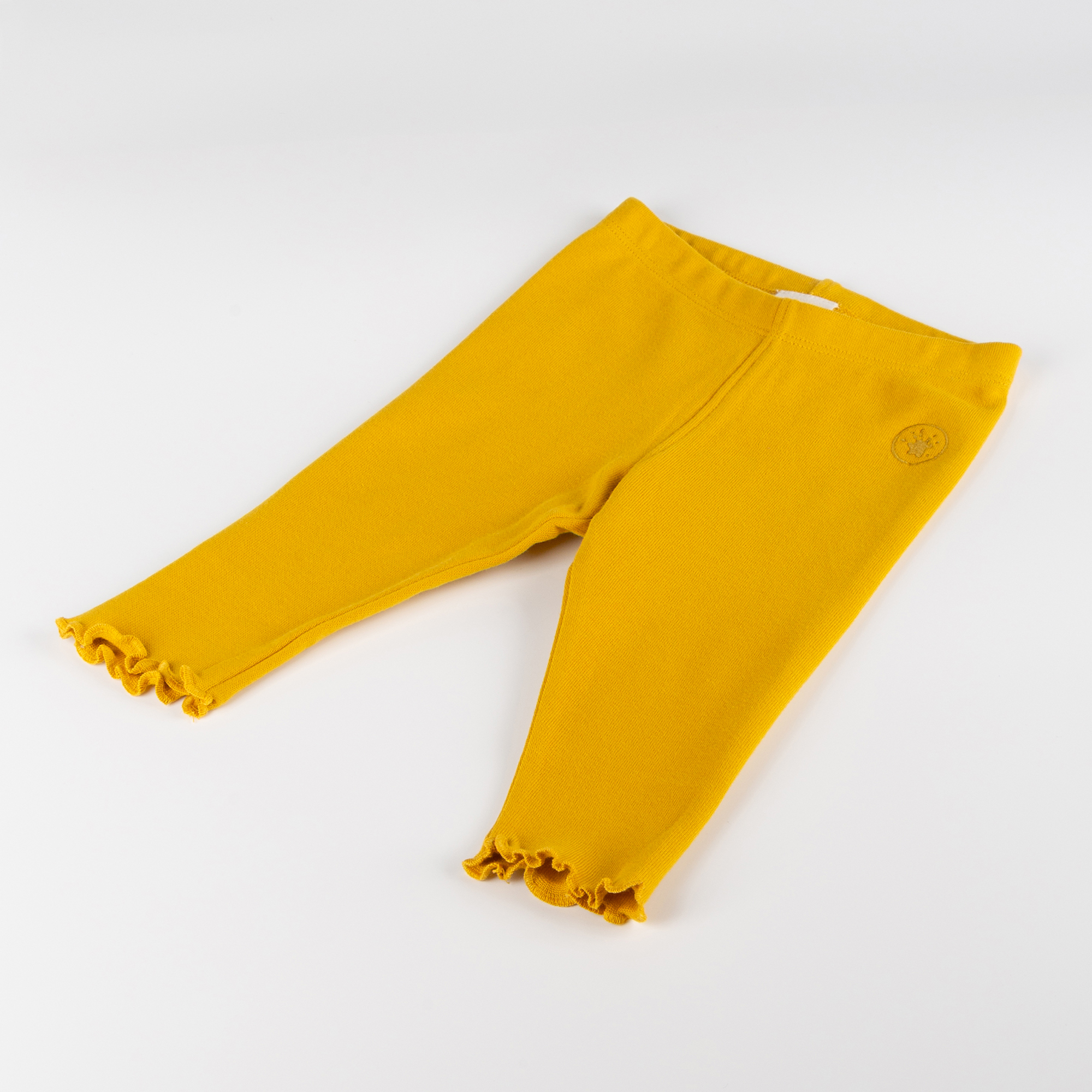 Baby Leggings Schneehase mit Kräuselsaum, gelb