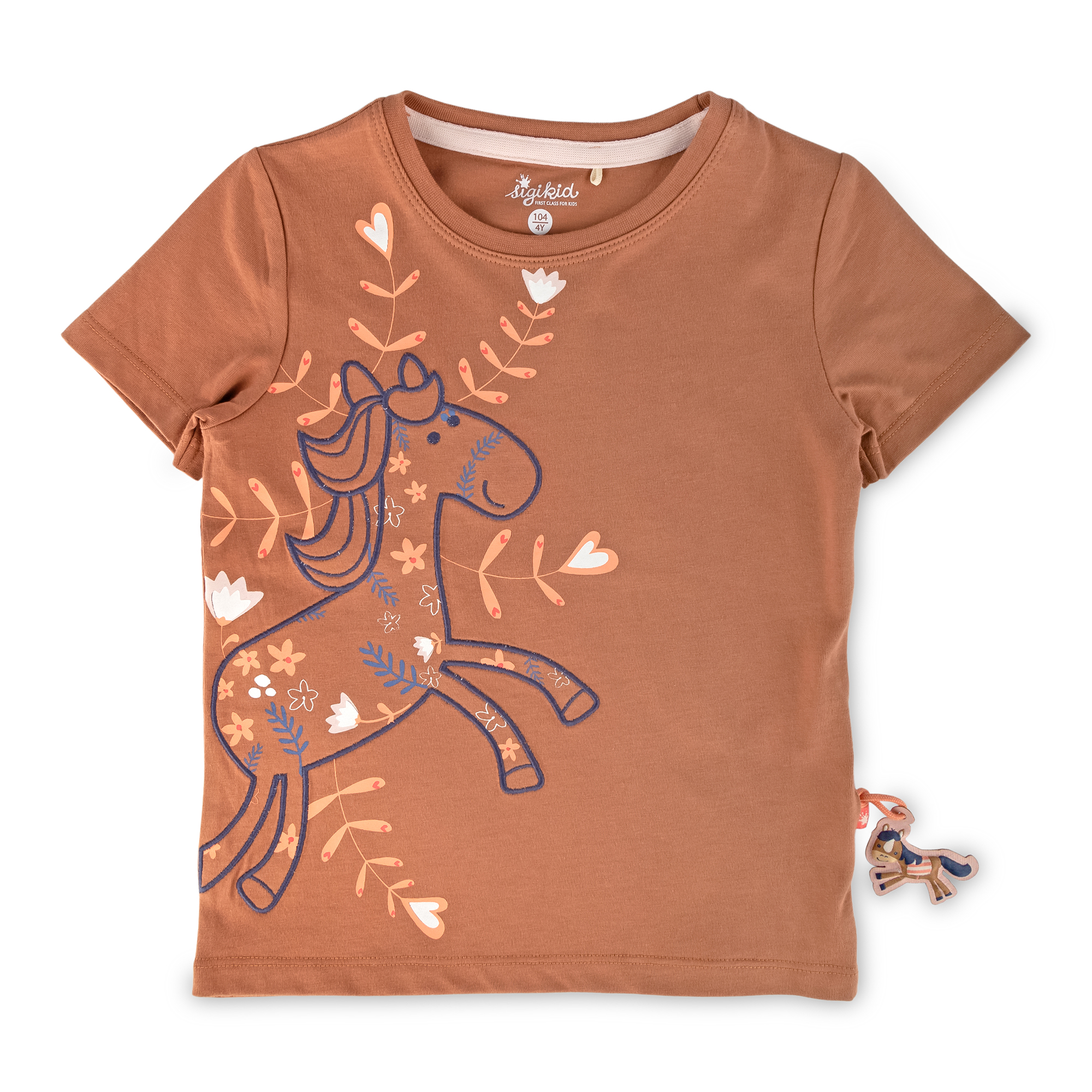 Kinder T-Shirt mit Pferde Motiv, hellbraun