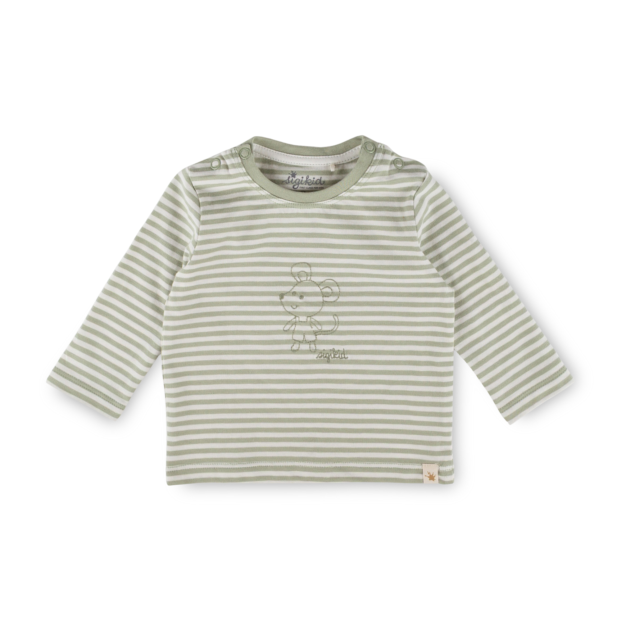 Newborn baby long sleeve Tee mouse, green/white