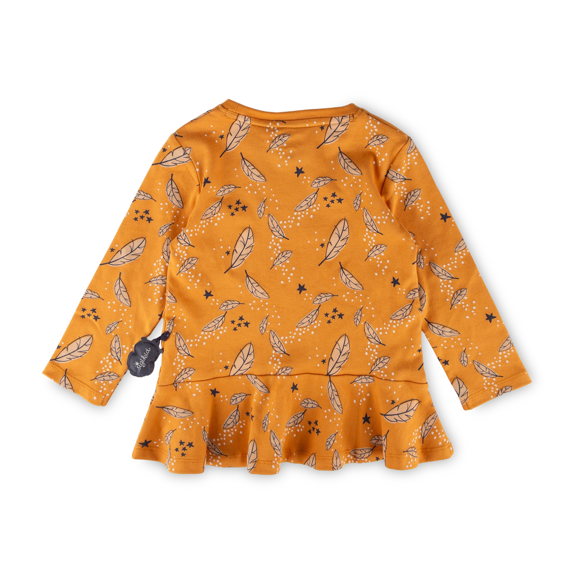 Kinder Longshirt Eule Curious Owl, gelb mit Federprint