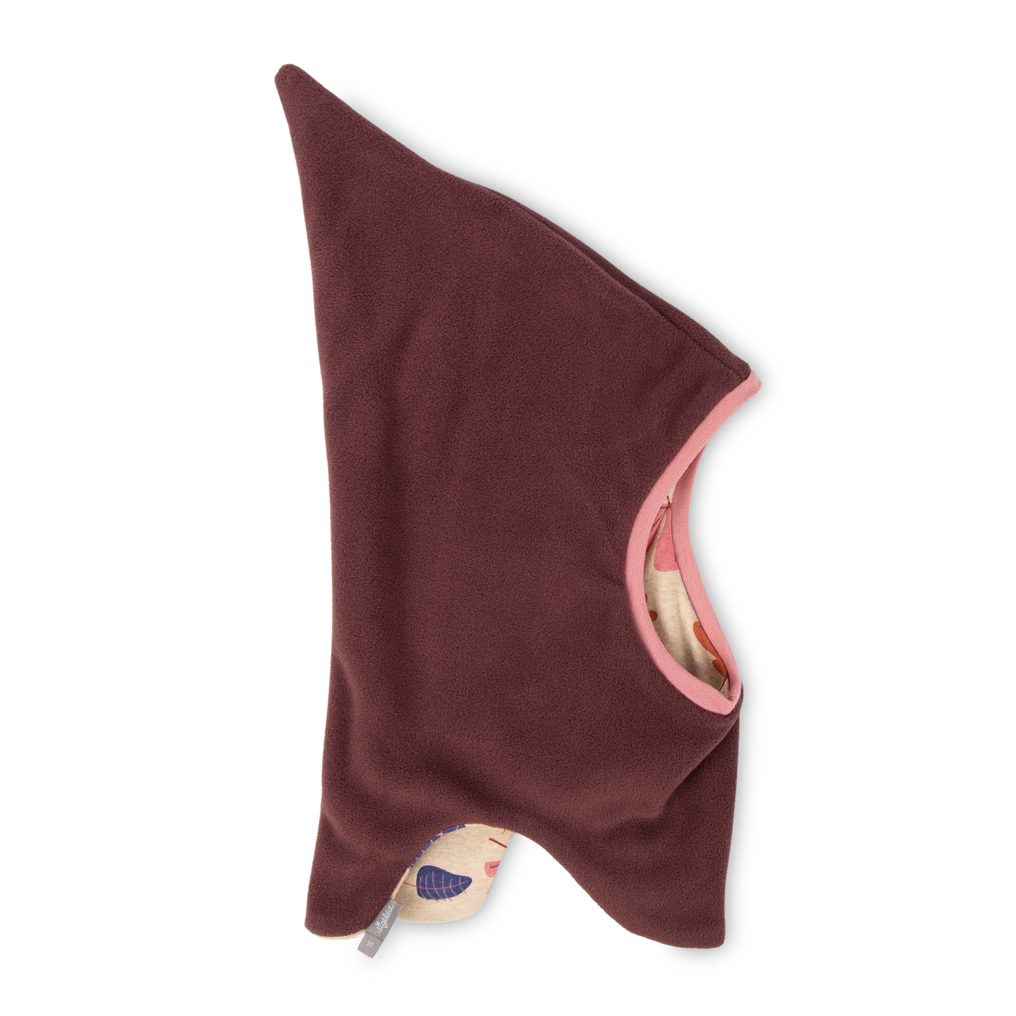 Children's balaclava fleece hat, burgundy red, lined